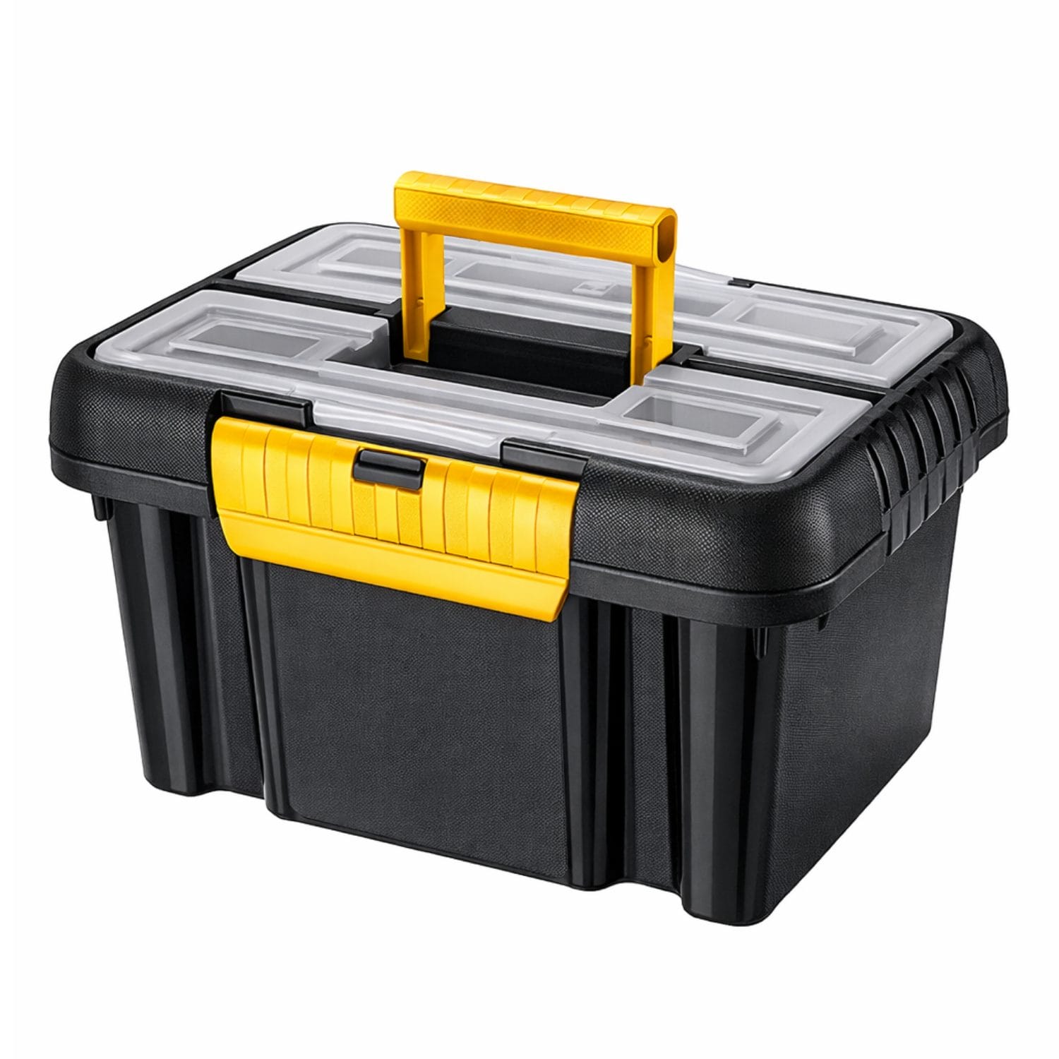 cassetta attrezzi grande principale Cassetta porta attrezzi 25L in plastica rigida con coperchio trasparente