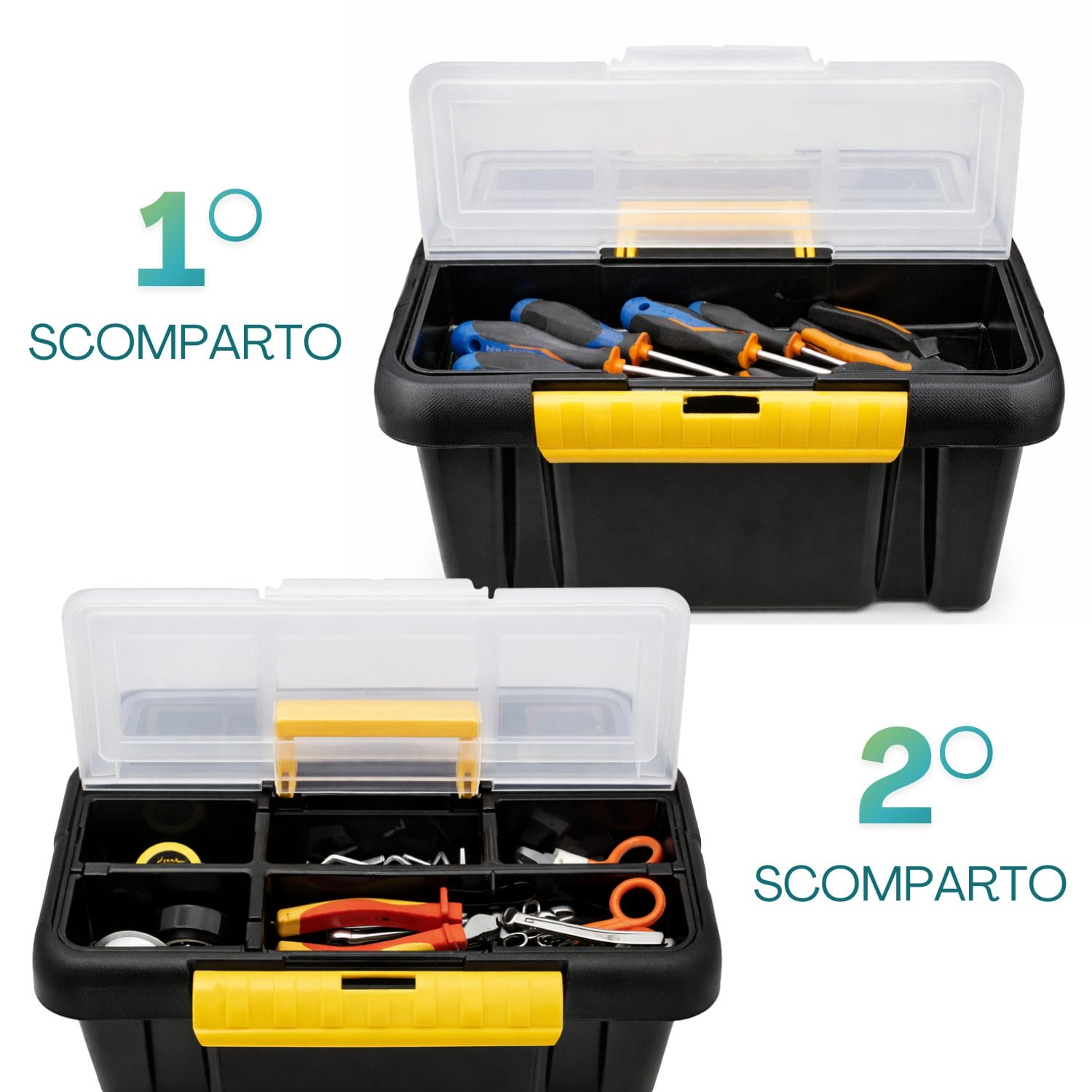 cassetta attrezzi grande scomparti Cassetta attrezzi 25L con scomparti interni organizzatori