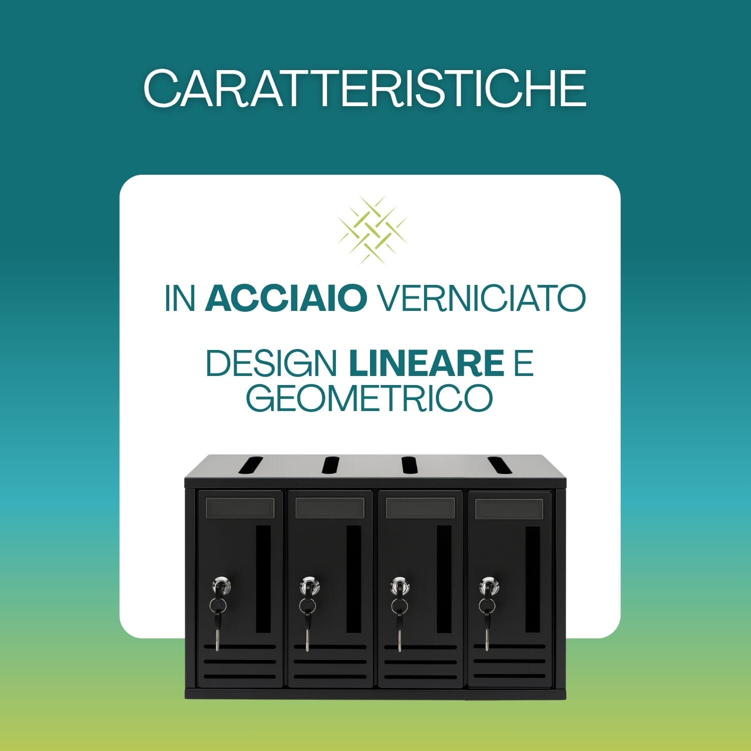 Cassetta postale condominiale in acciaio verniciato con design lineare geometrico
