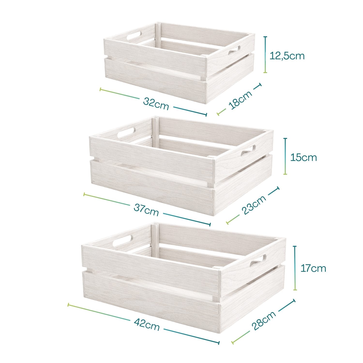 Cassette legno bianche 3 misure contenitori multiuso