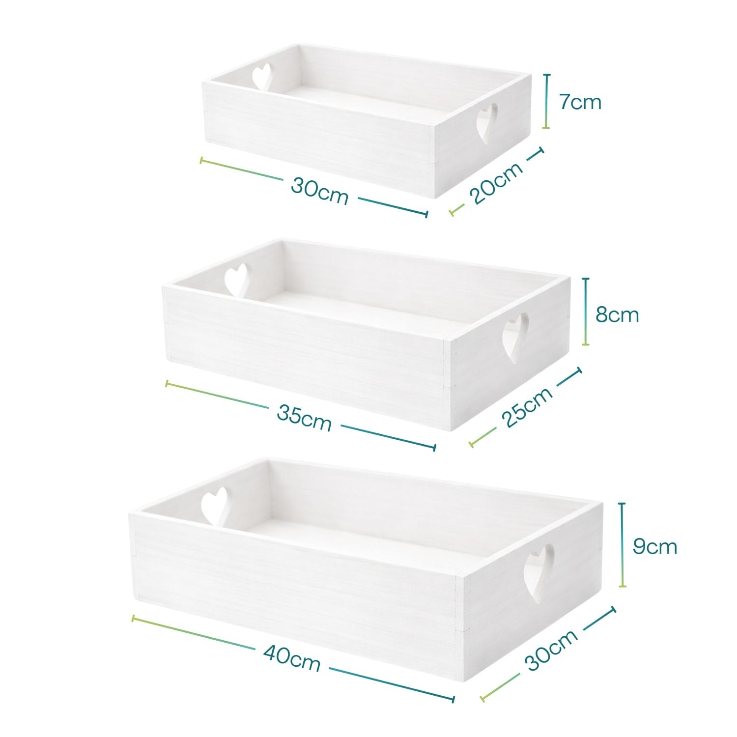 Cassette legno bianche 3 misure contenitori multiuso