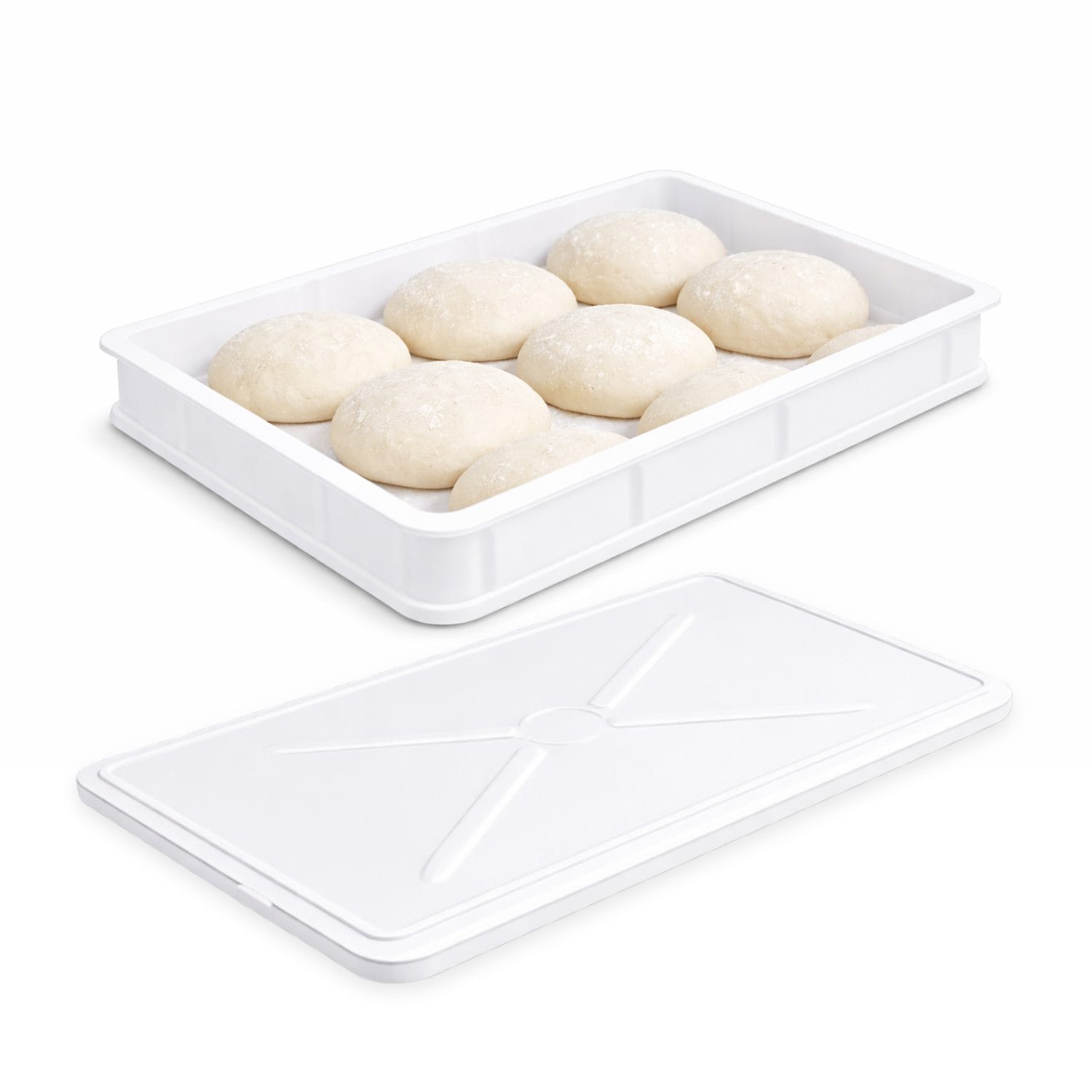 cassetta pizza per impasto con coperchio rimovibile in plastica alimentare bianca