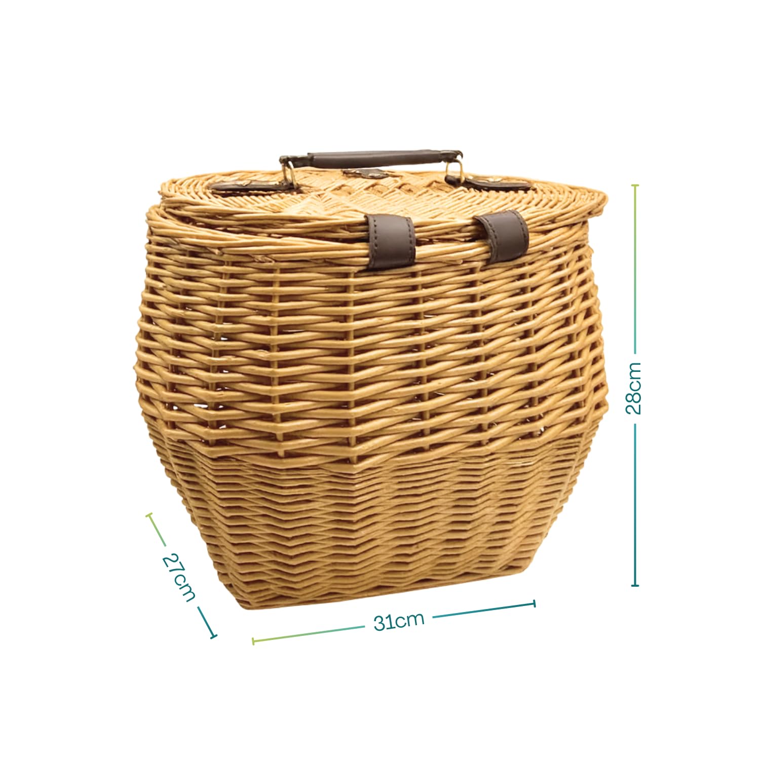 Cesto funghi in vimini intrecciato 31x27x28 cm con manico e tracolla regolabile