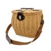 Cesto in vimini con tracolla e chiusura in pelle ideale per raccolta funghi e castagne