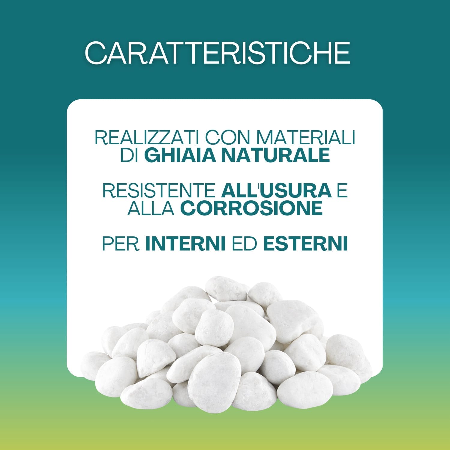 Ciottoli bianchi in ghiaia naturale resistenti all’usura e alla corrosione per interni ed esterni