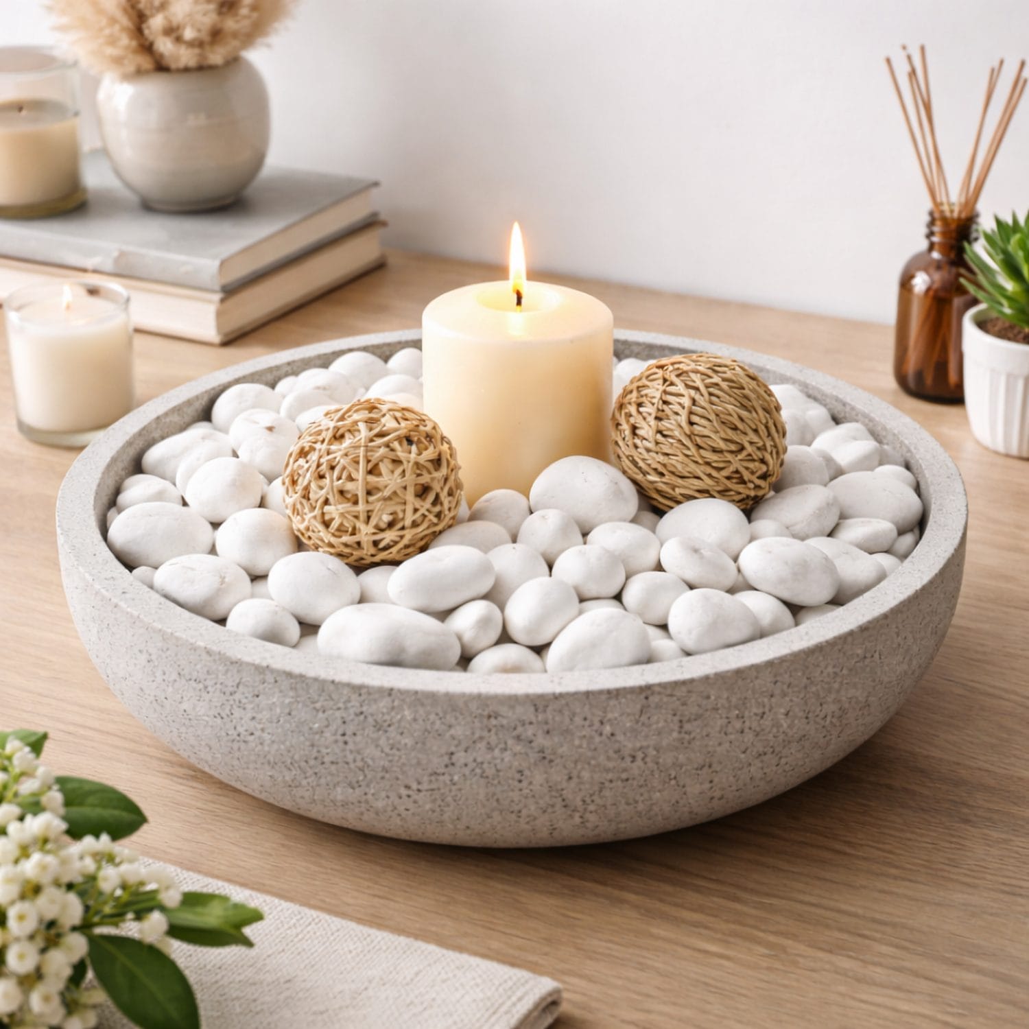 Ciottoli bianchi decorativi in ghiaia naturale per centrotavola e arredi casa