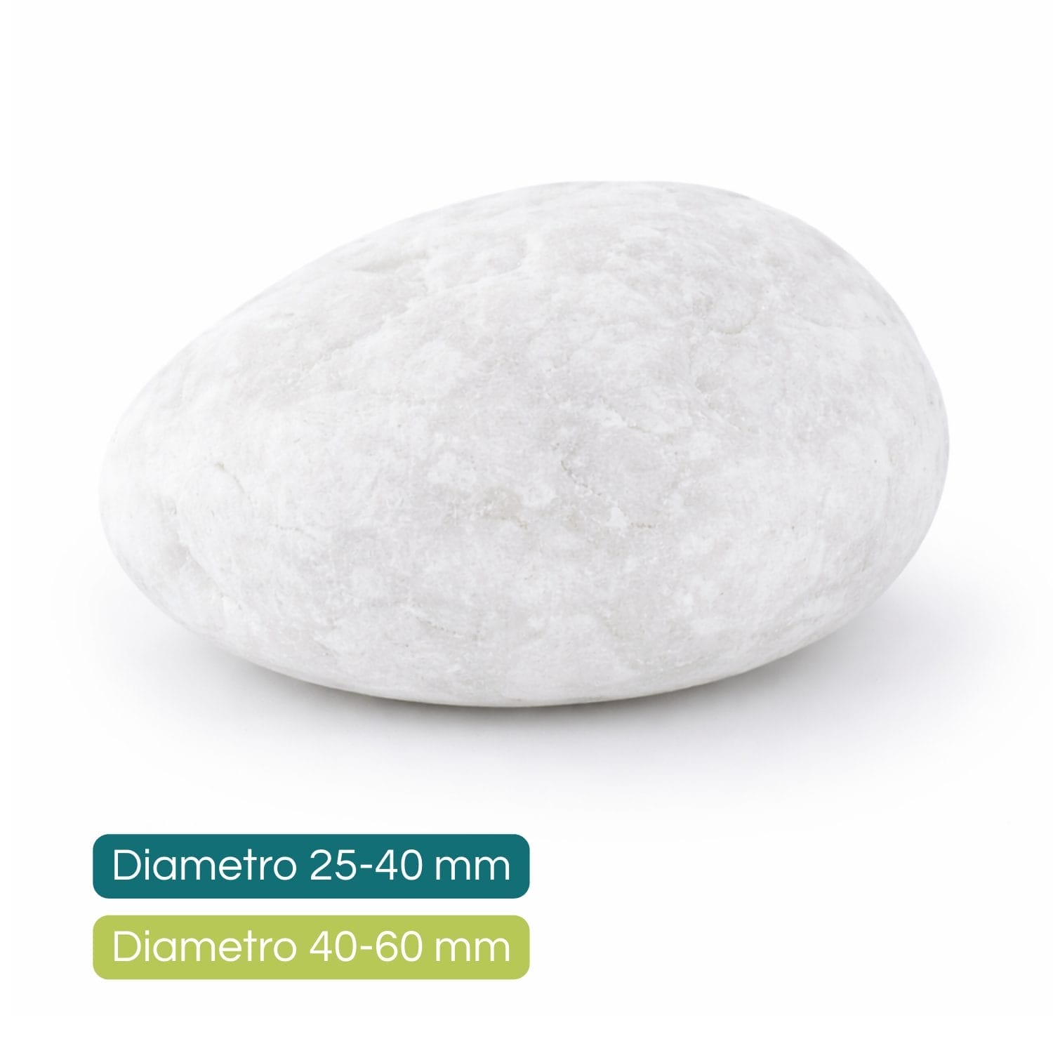 Ciottolo bianco in ghiaia naturale con diametro 40–60 mm e superficie arrotondata
