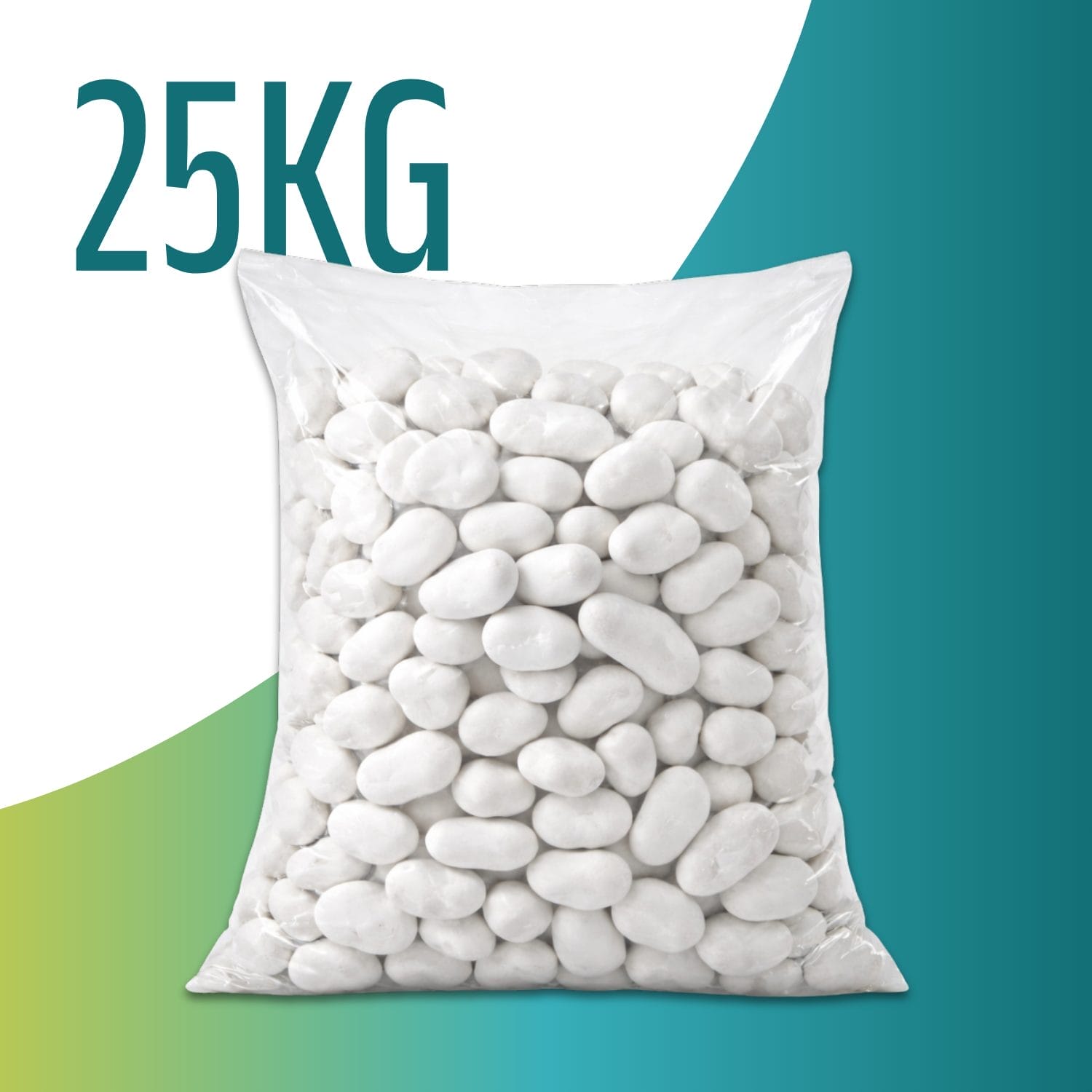 Sacco da 25 kg di ciottoli bianchi in ghiaia naturale per decorazione giardino