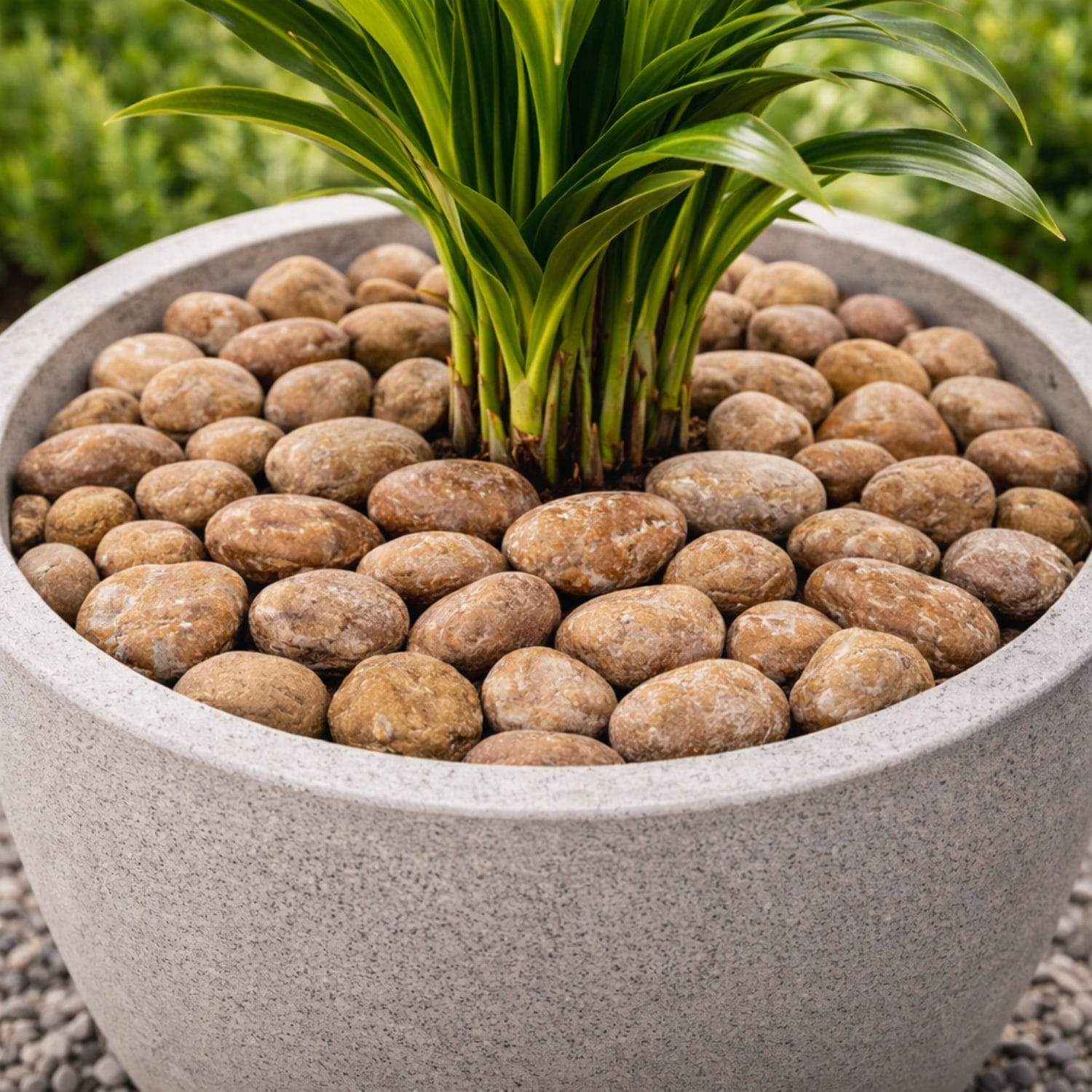 Ciottoli di marmo Rosso Verona arrotondati per decorare vasi e piante da giardino