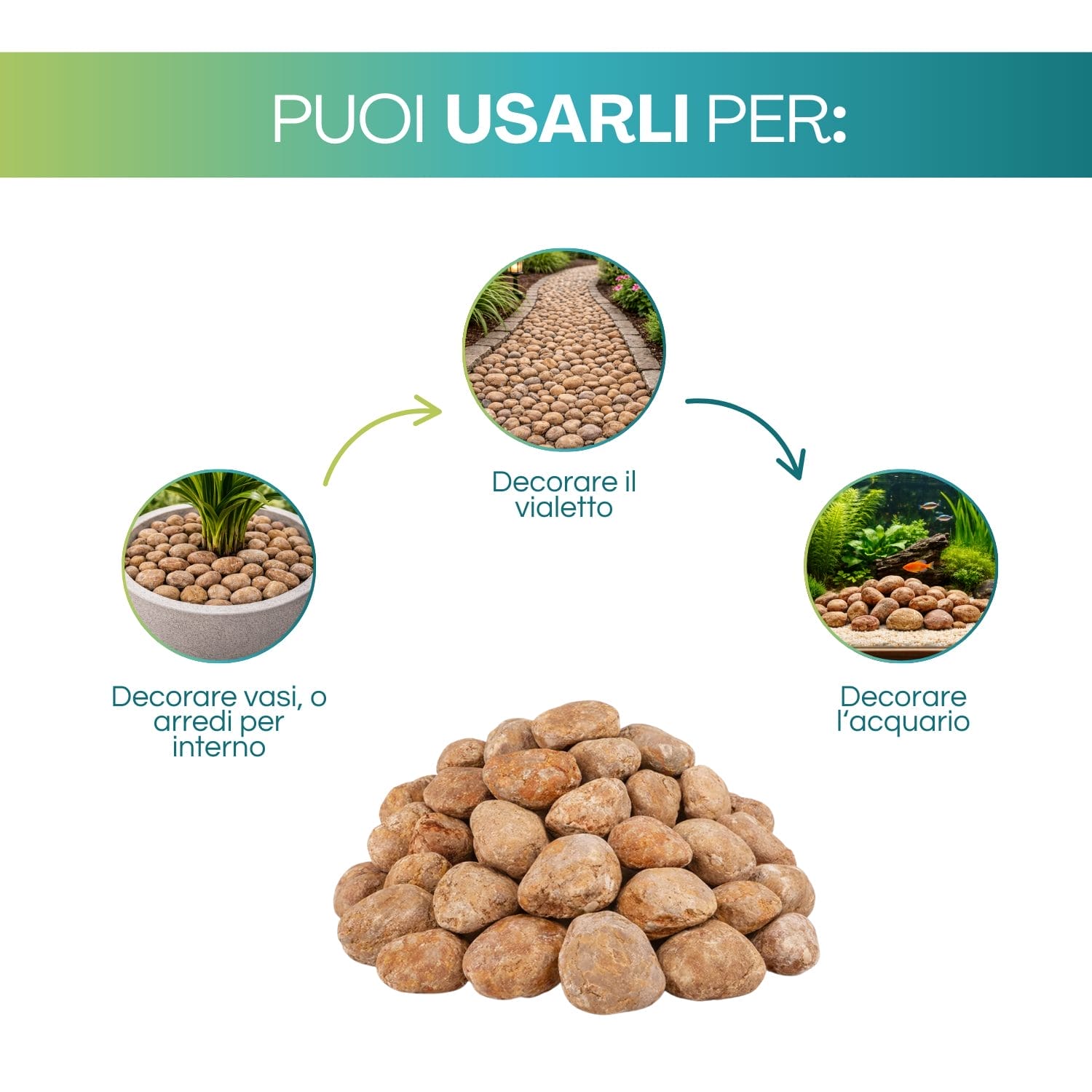 Ciottoli di marmo Rosso Verona decorativi per vasi, vialetti da giardino e acquari