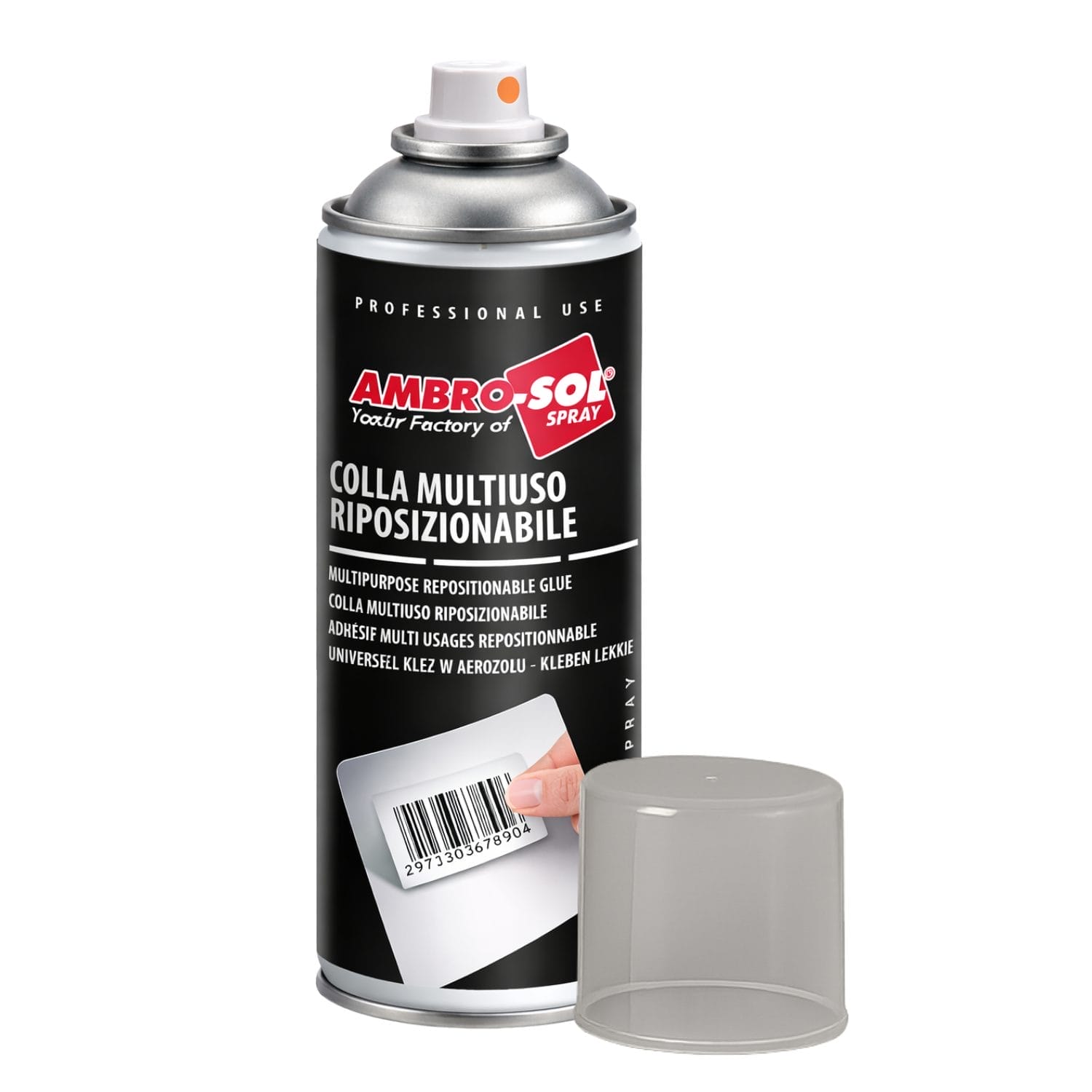 Colla spray multiuso riposizionabile AMBRO-SOL con tappo protettivo