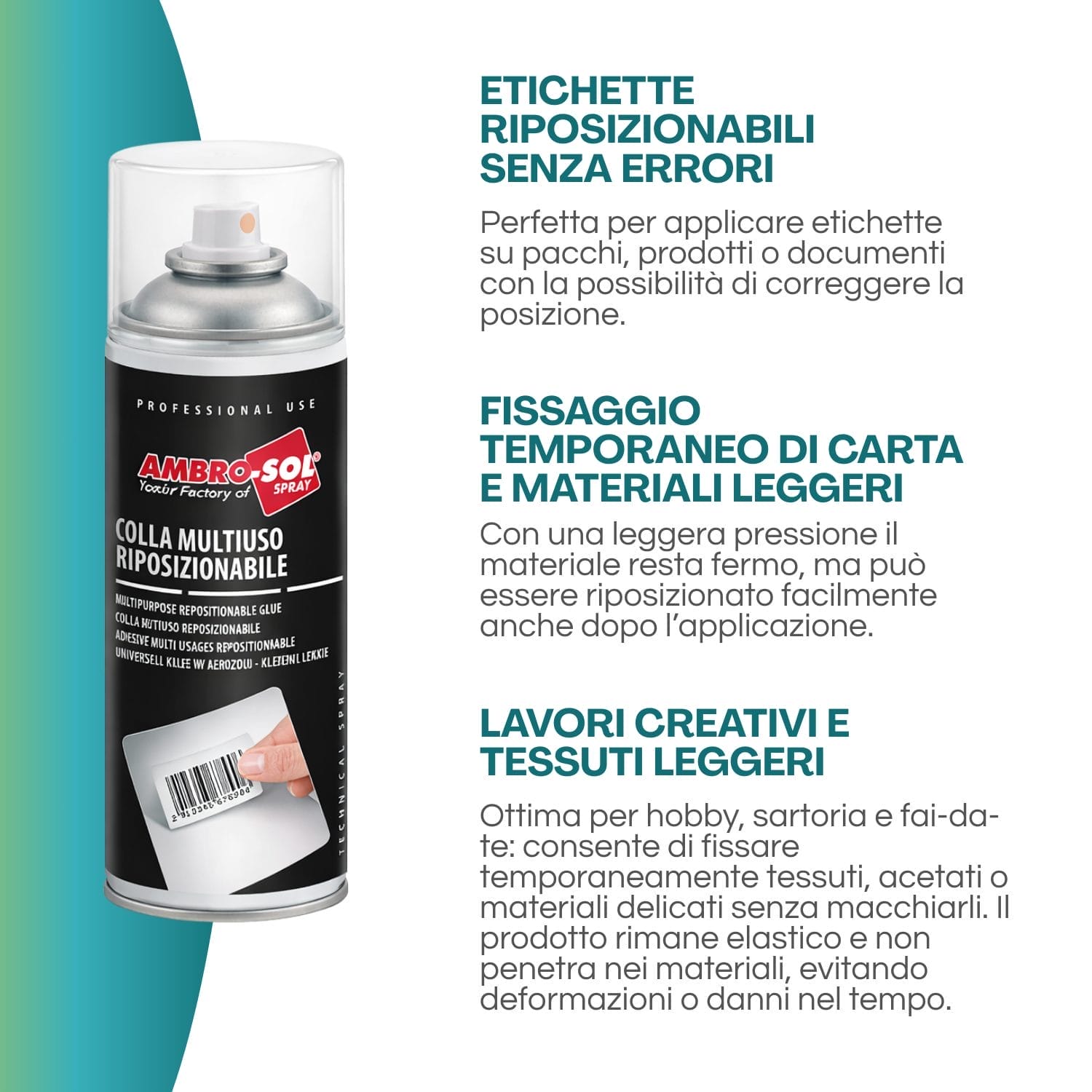 colla spray utilizzi Colla spray riposizionabile per etichette carta tessuti e materiali leggeri