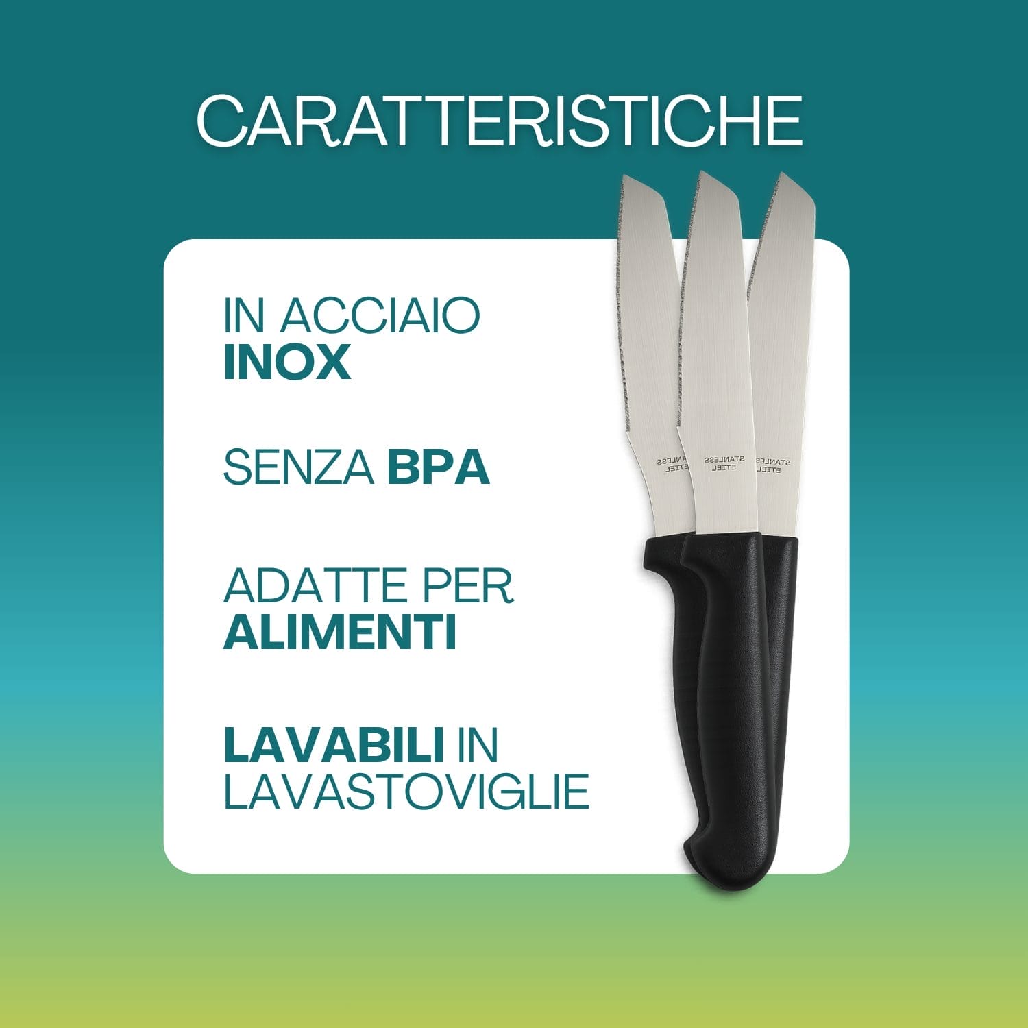 Coltelli in acciaio inox Paluplus lavabili in lavastoviglie, senza BPA e adatti per alimenti