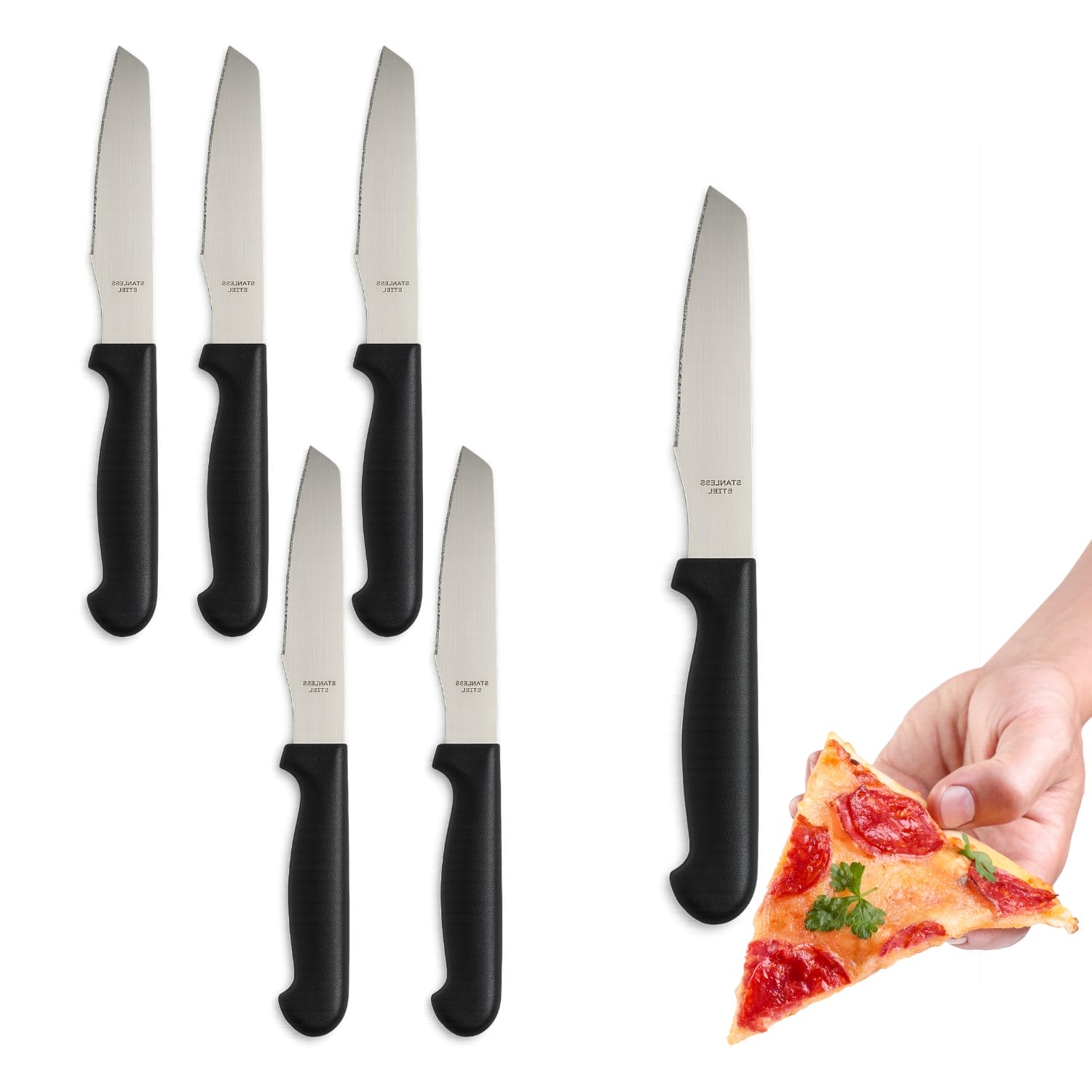 Coltelli da pizza Paluplus in acciaio inox con manico nero ergonomico
