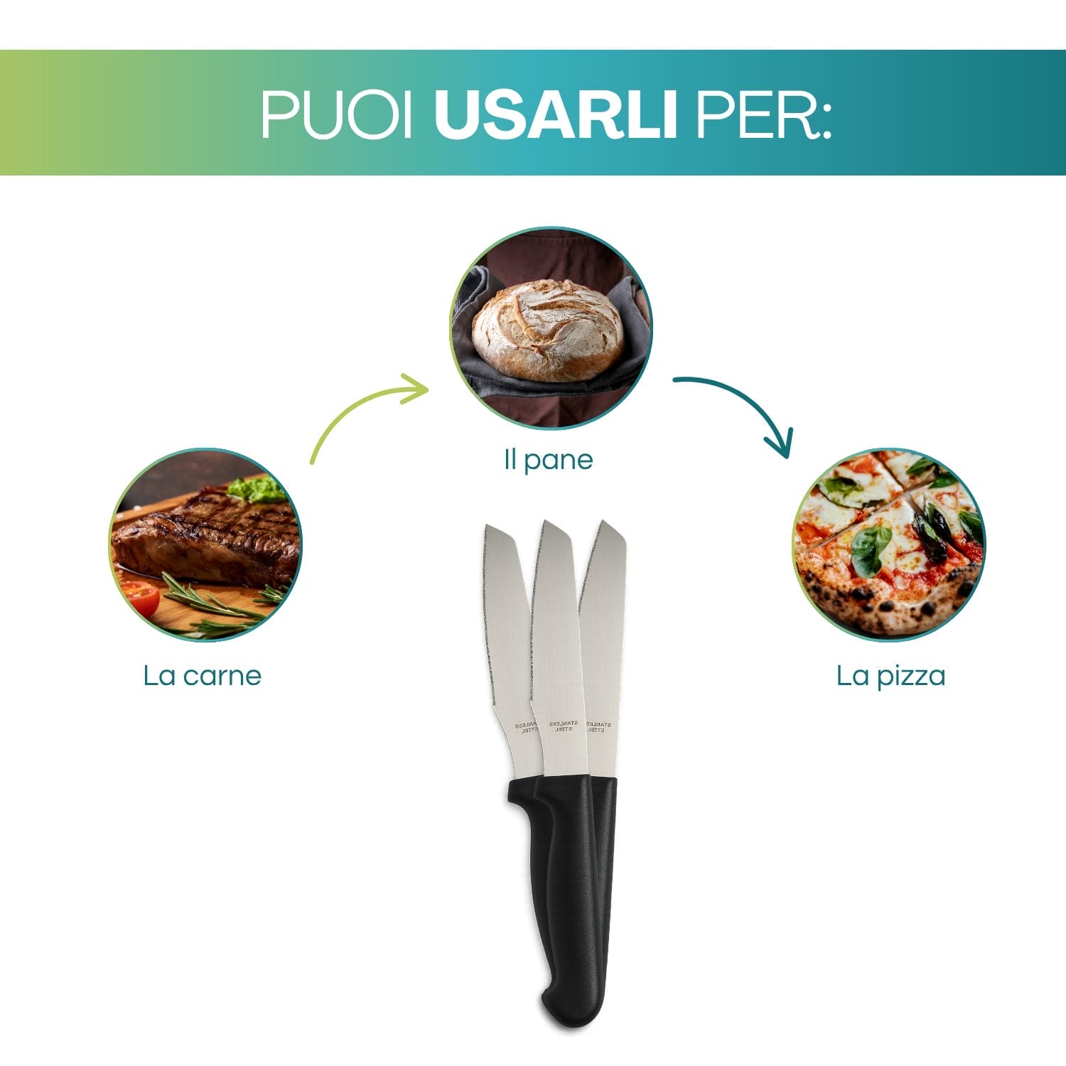 Coltelli Paluplus multiuso ideali per tagliare carne, pizza e pane