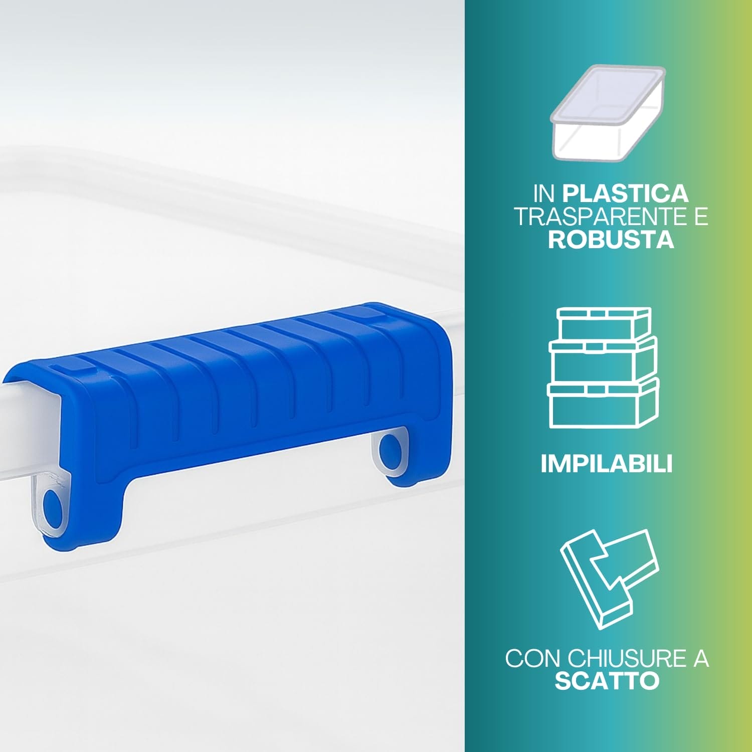 contenitore in plastica trasparente robusta da 43 litri