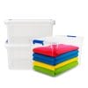 contenitore-65-litri-principale3 Contenitore trasparente con maniglie blu e coperchio bianco capiente da 65 litri