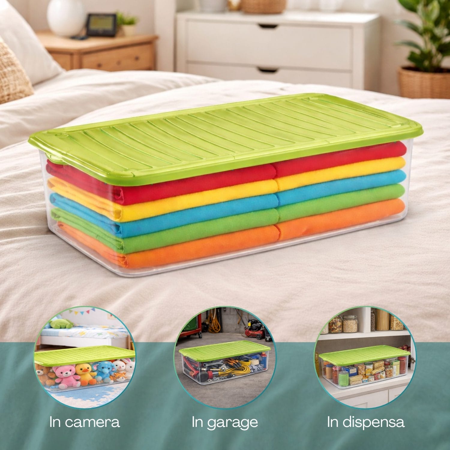 Contenitore impilabile 27 litri per casa, garage e dispensa