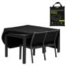 copertura per tavolo e 4 sedie principale (2) Telo protettivo nero per tavolo e 4 sedie da giardino in poliestere resistente