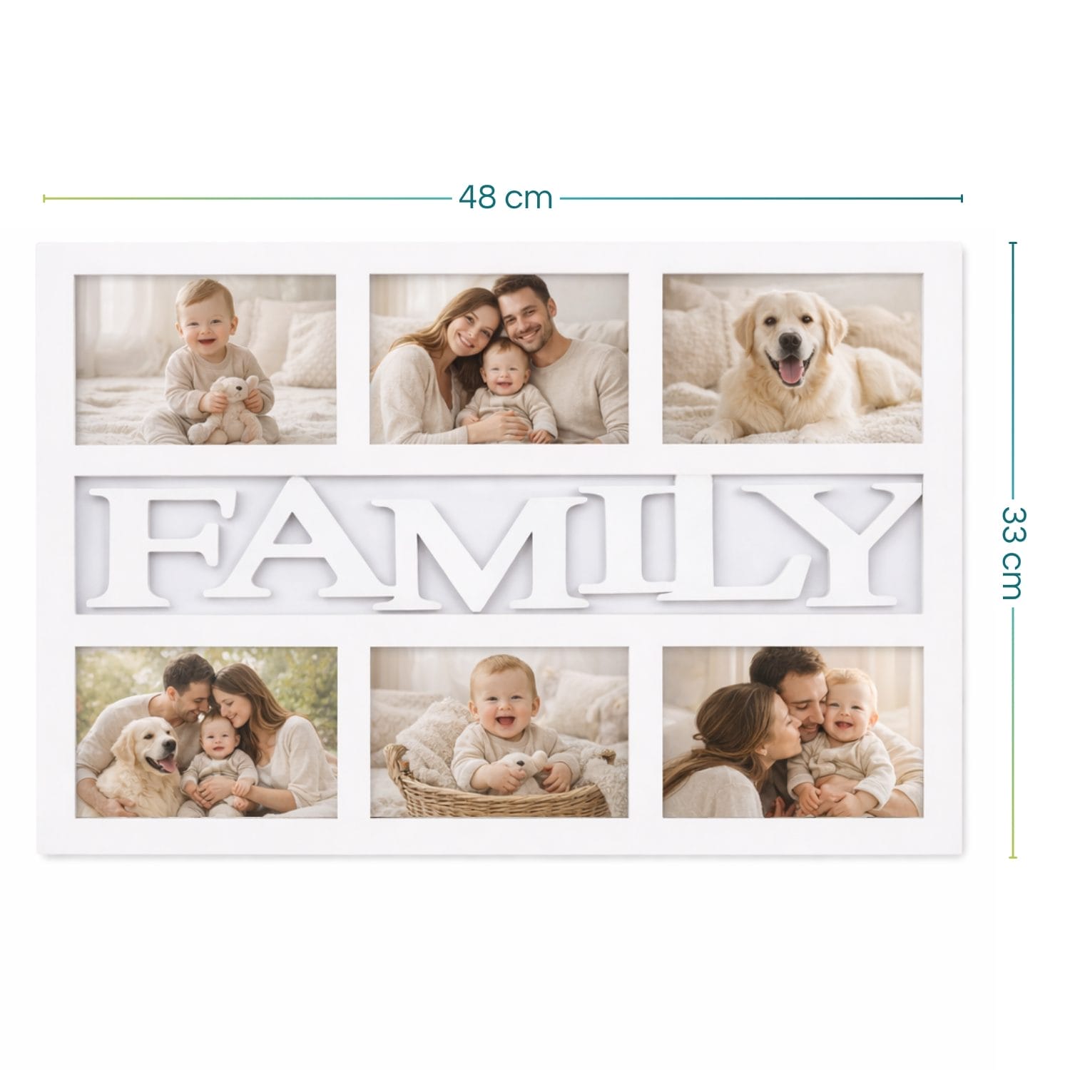 Cornice FAMILY multifoto dimensioni 48x33 cm per 6 foto 10x15