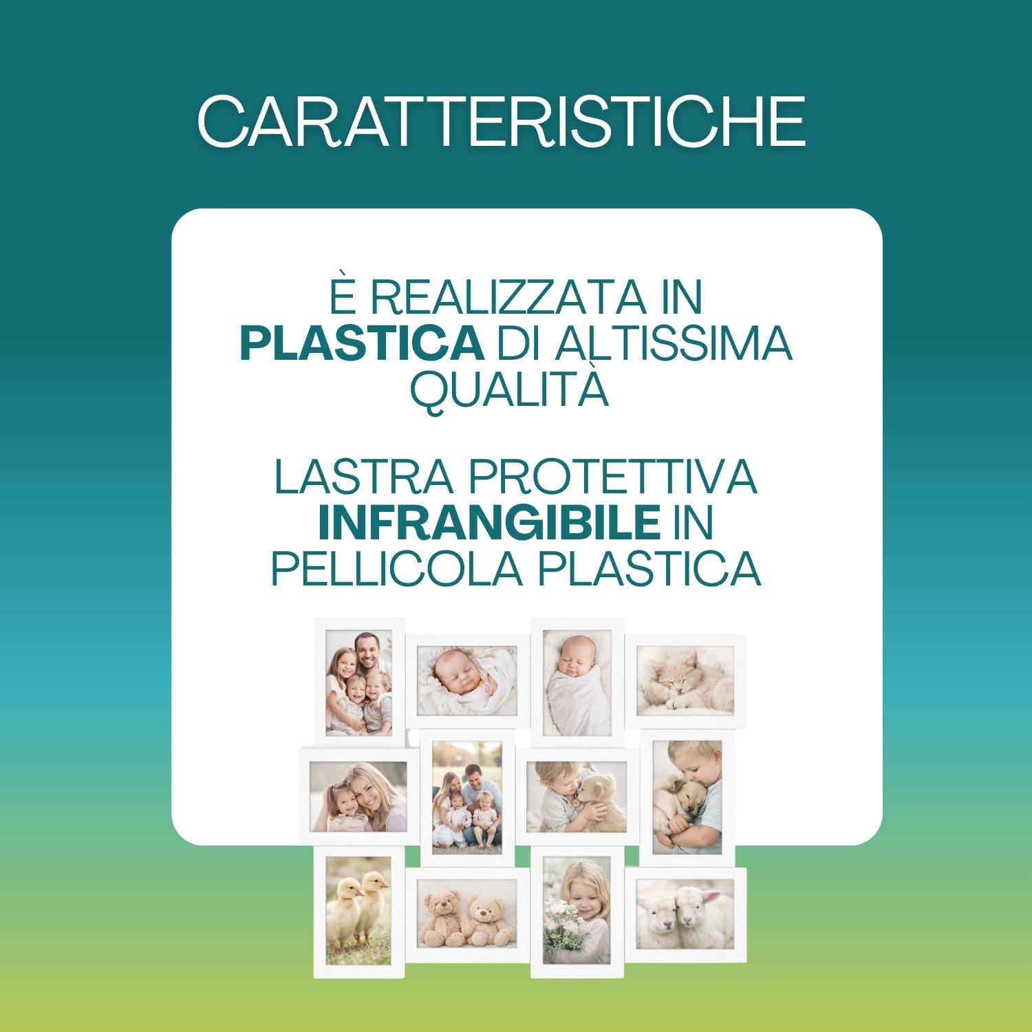 Cornice portafoto multifoto in plastica di alta qualità con lastra protettiva