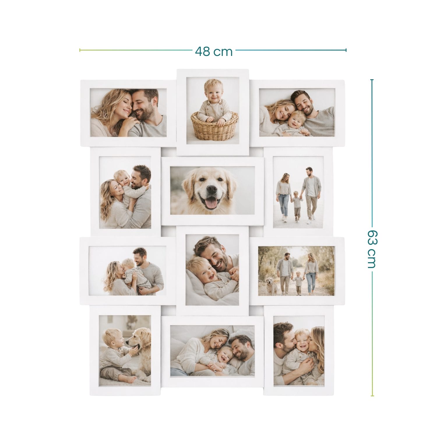 cornice multifoto misure Cornice portafoto multifoto dimensioni 48x63 cm per 12 foto 10x15