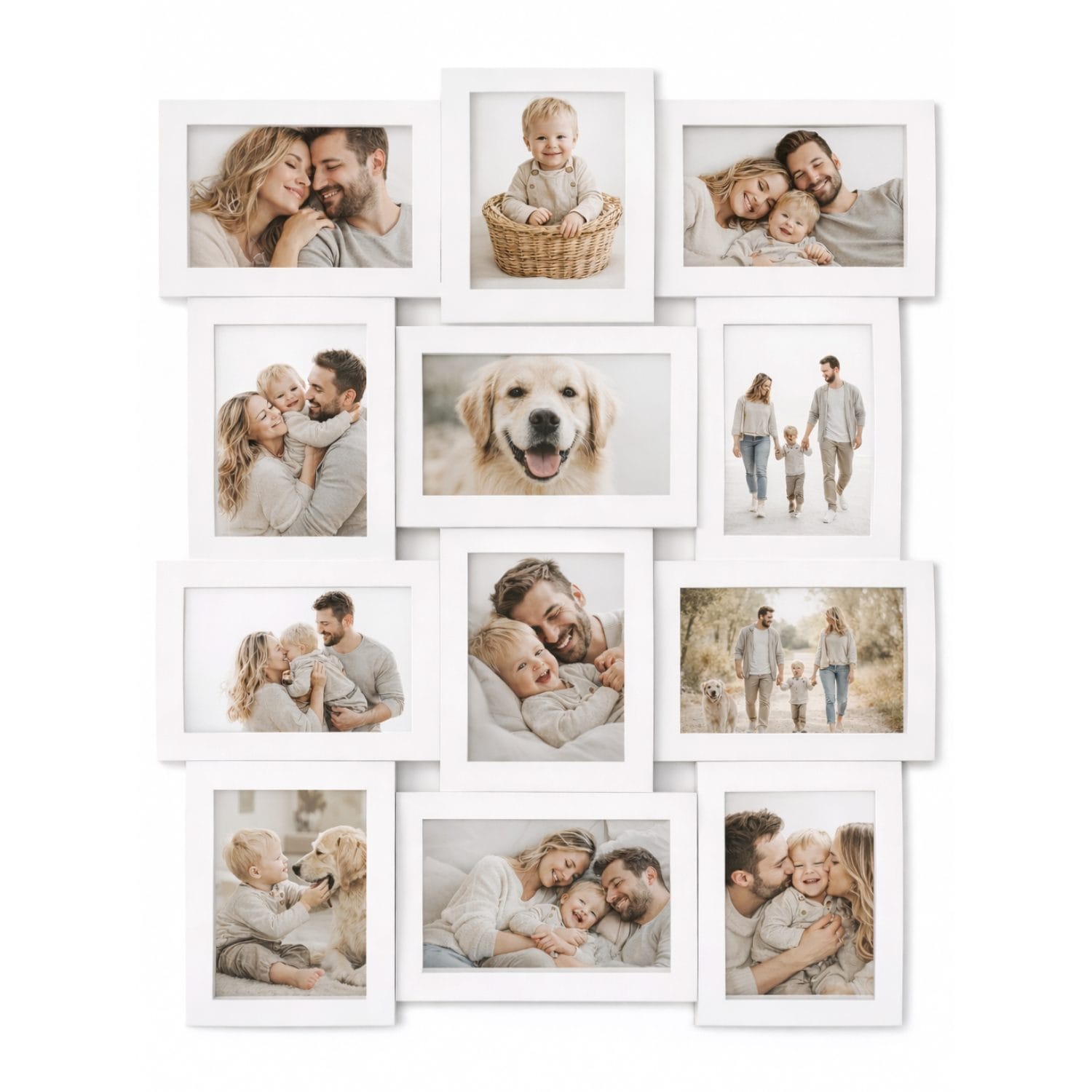 Cornice multifoto bianca 12 posti ideale per foto di famiglia e bambini