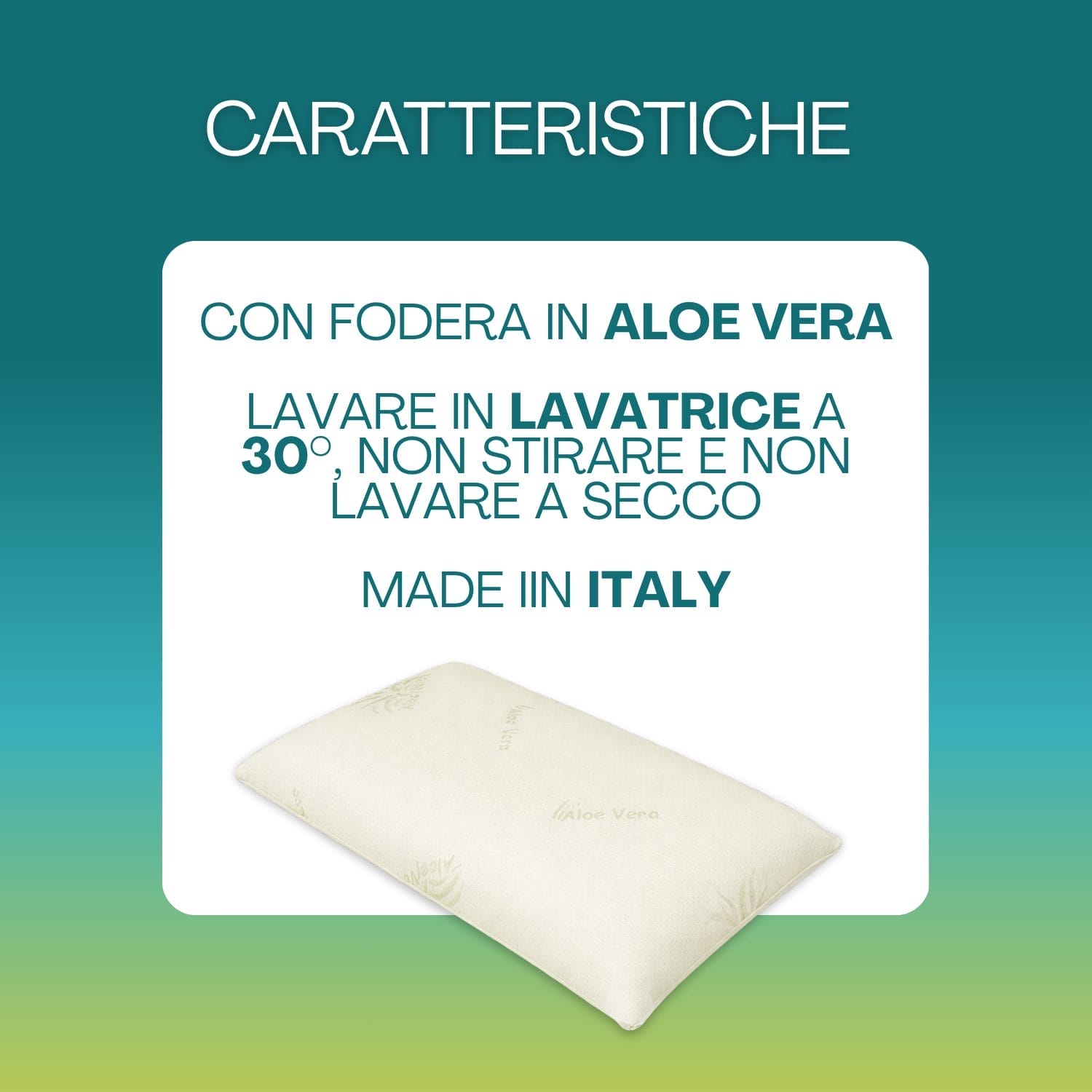 cuscino memory caratteristiche Cuscino doppia onda in memory foam con fodera in aloe vera lavabile, Made in Italy