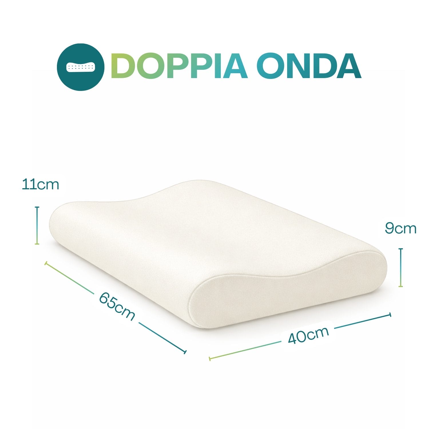 cuscino memory misura Cuscino doppia onda in memory foam 65x40 cm con altezza differenziata 9 e 11 cm