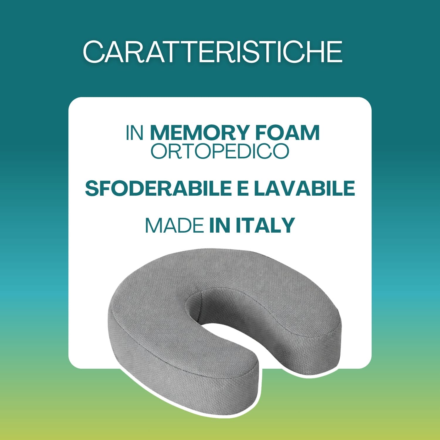 Cuscino da viaggio in memory foam ortopedico sfoderabile e lavabile made in Italy