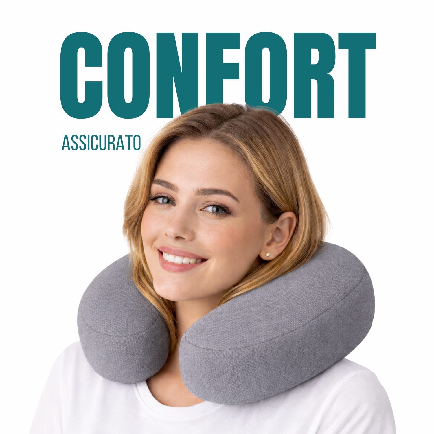 Cuscino cervicale da viaggio in memory foam per supporto collo e spalle