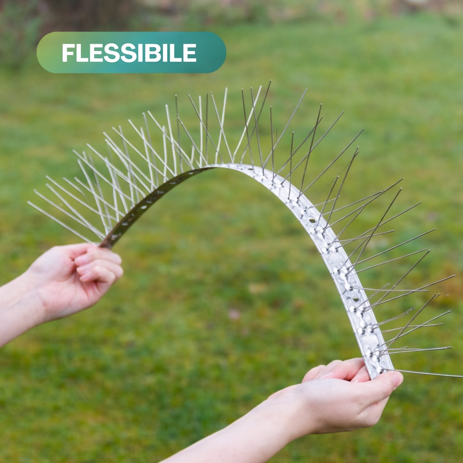 Dissuasore uccelli flessibile in acciaio inox adattabile a superfici curve