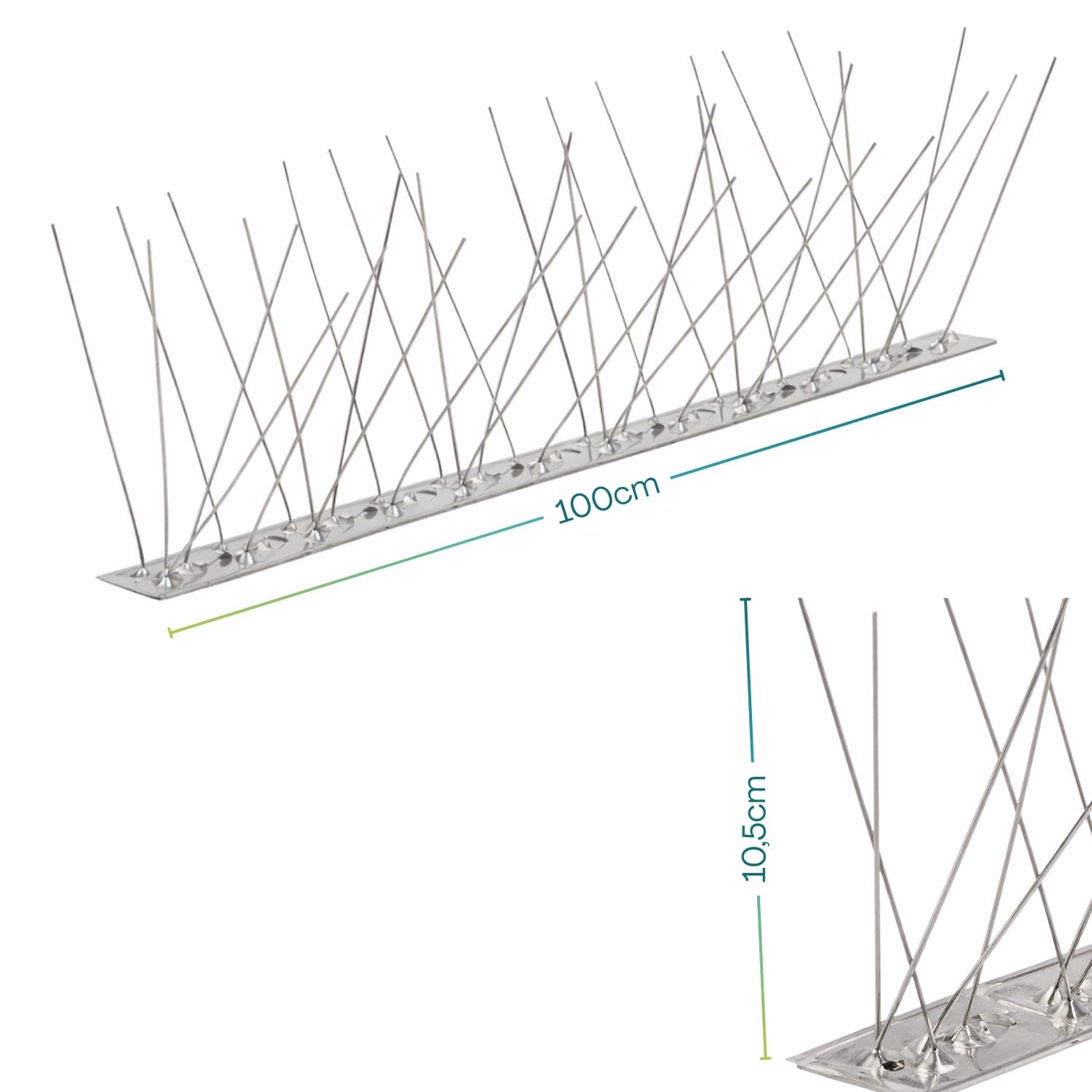 Dissuasori piccioni 100 cm dimensioni e copertura modulo acciaio inox