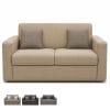 divano beige Divano due posti beige in tessuto con cuscini, design moderno e compatto