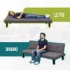 divano in tessuto posizioni Divano trasformabile in letto singolo, reclinabile e versatile, ideale per casa, ufficio o studio