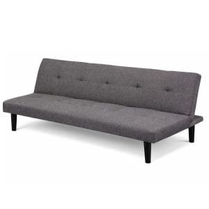 Divano letto basso da 3 posti in tessuto effetto lino