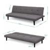 divano letto misure Divano letto in tessuto grigio con misure 165x76 cm, altezza seduta 31 cm e schienale reclinabile