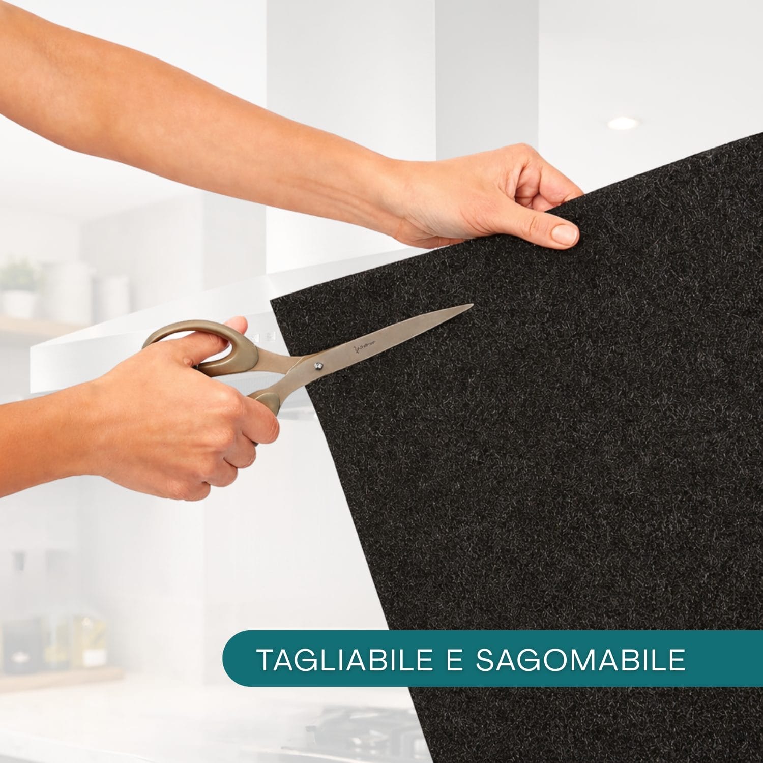 Filtro per cappa nero tagliabile e sagomabile per adattarsi alla cappa