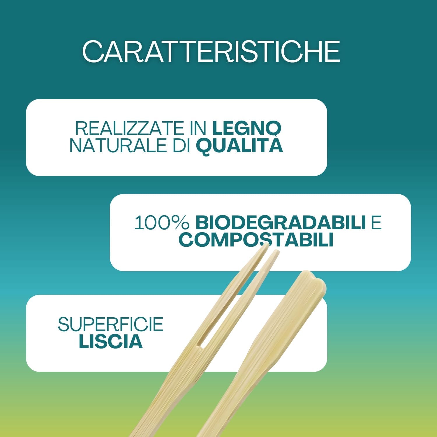 Forchettine in legno naturale biodegradabili e compostabili con superficie liscia