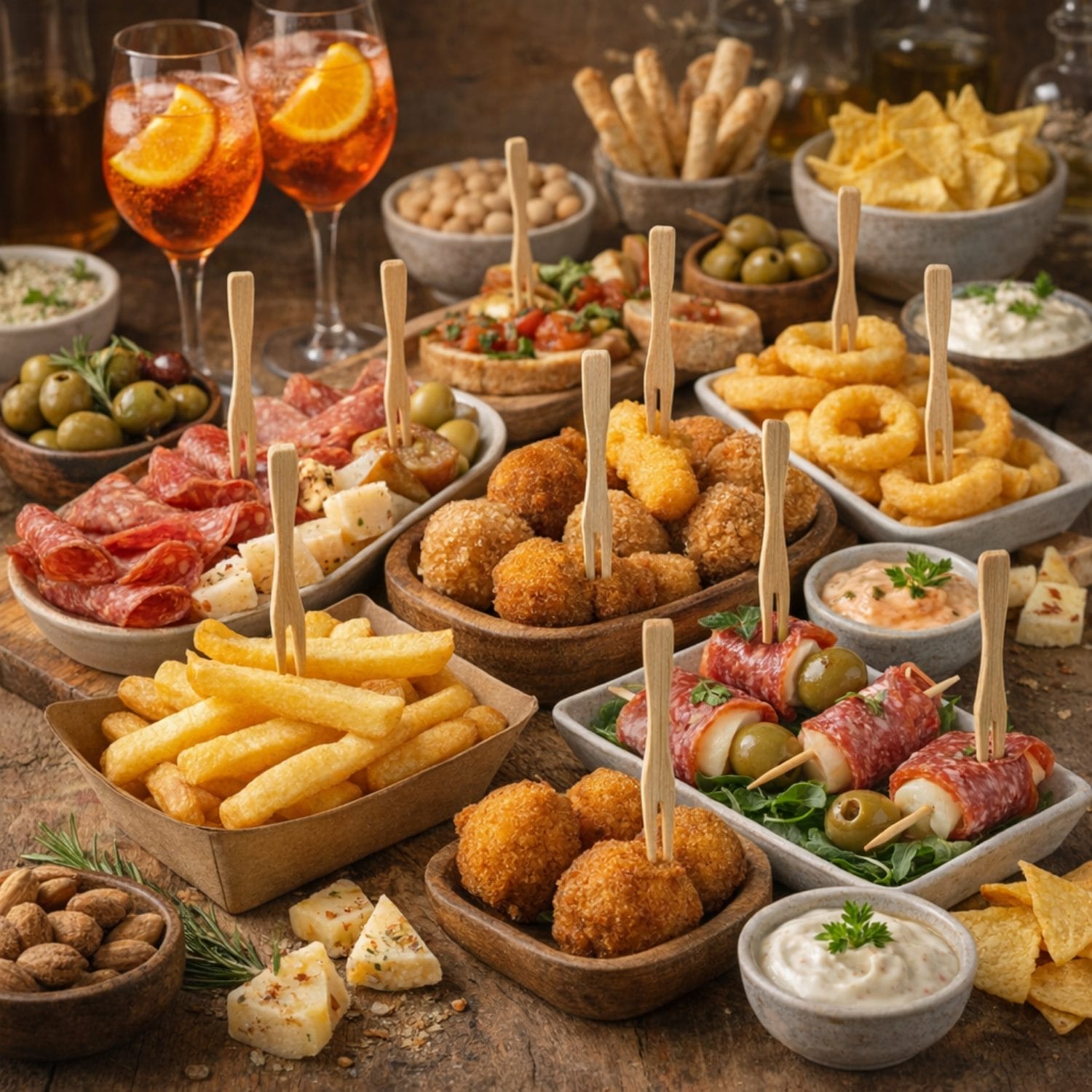 Forchettine in legno a due punte per aperitivi e finger food
