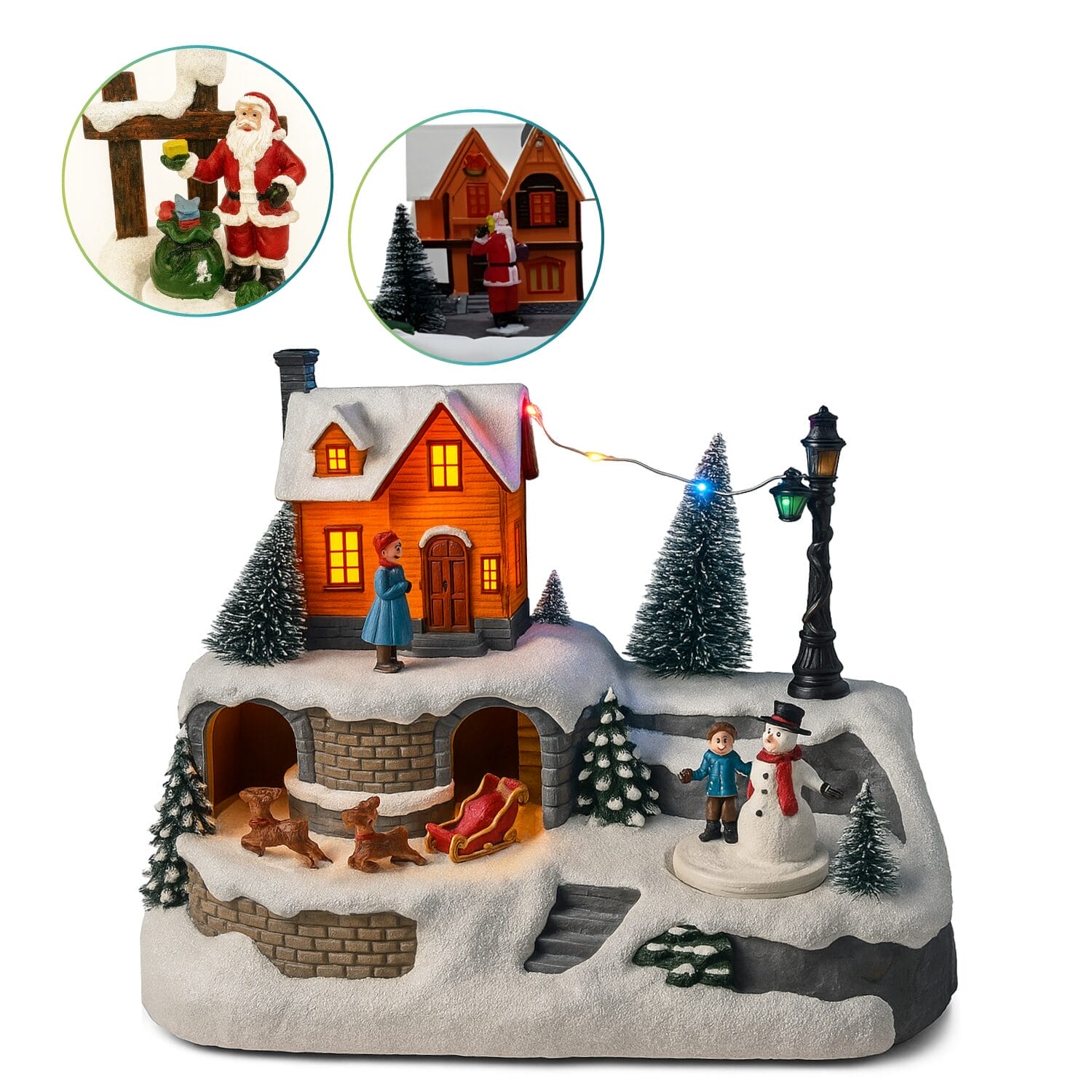 giostrina-di-natale-principale Villaggio natalizio Paluplus con Babbo Natale e casetta illuminata