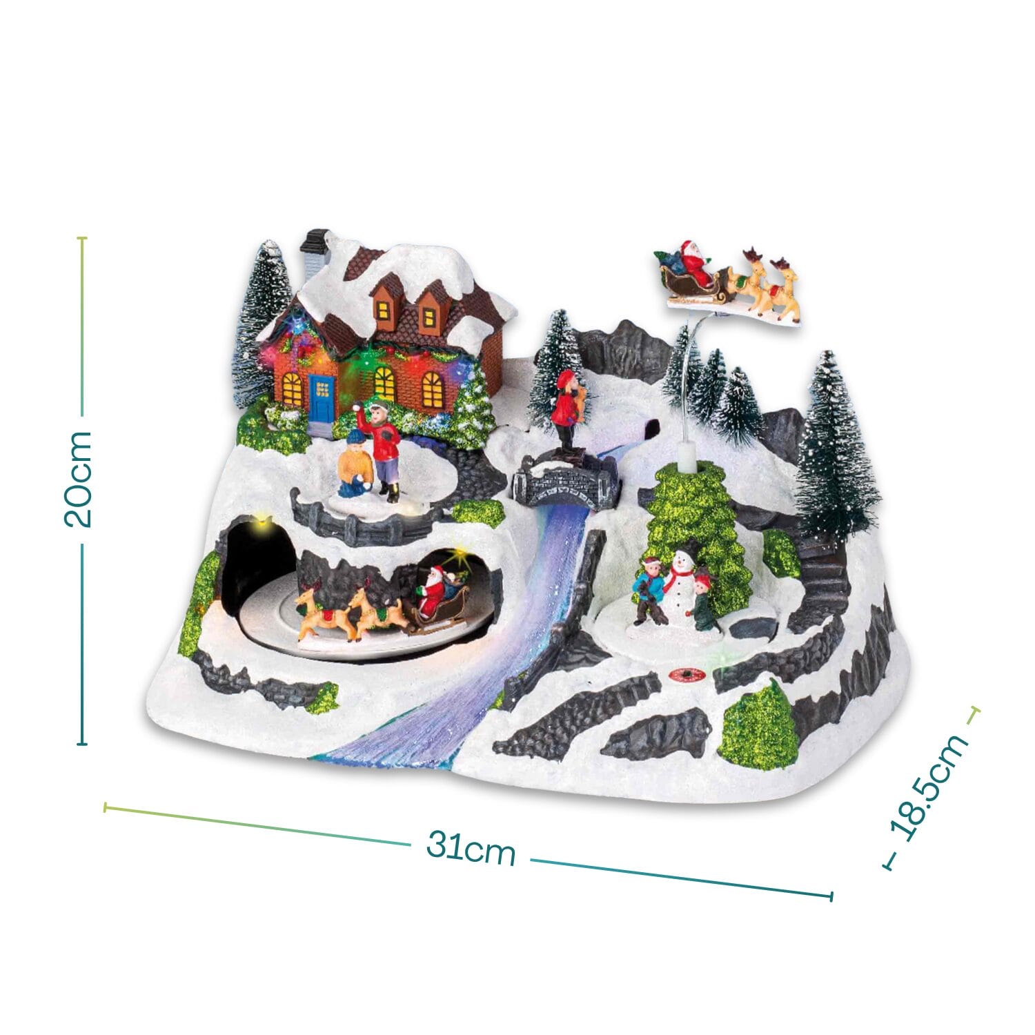 giostrina-natale-grande-misure Villaggio natalizio luminoso Paluplus 31x18,5x20 cm con pupazzo di neve e luci
