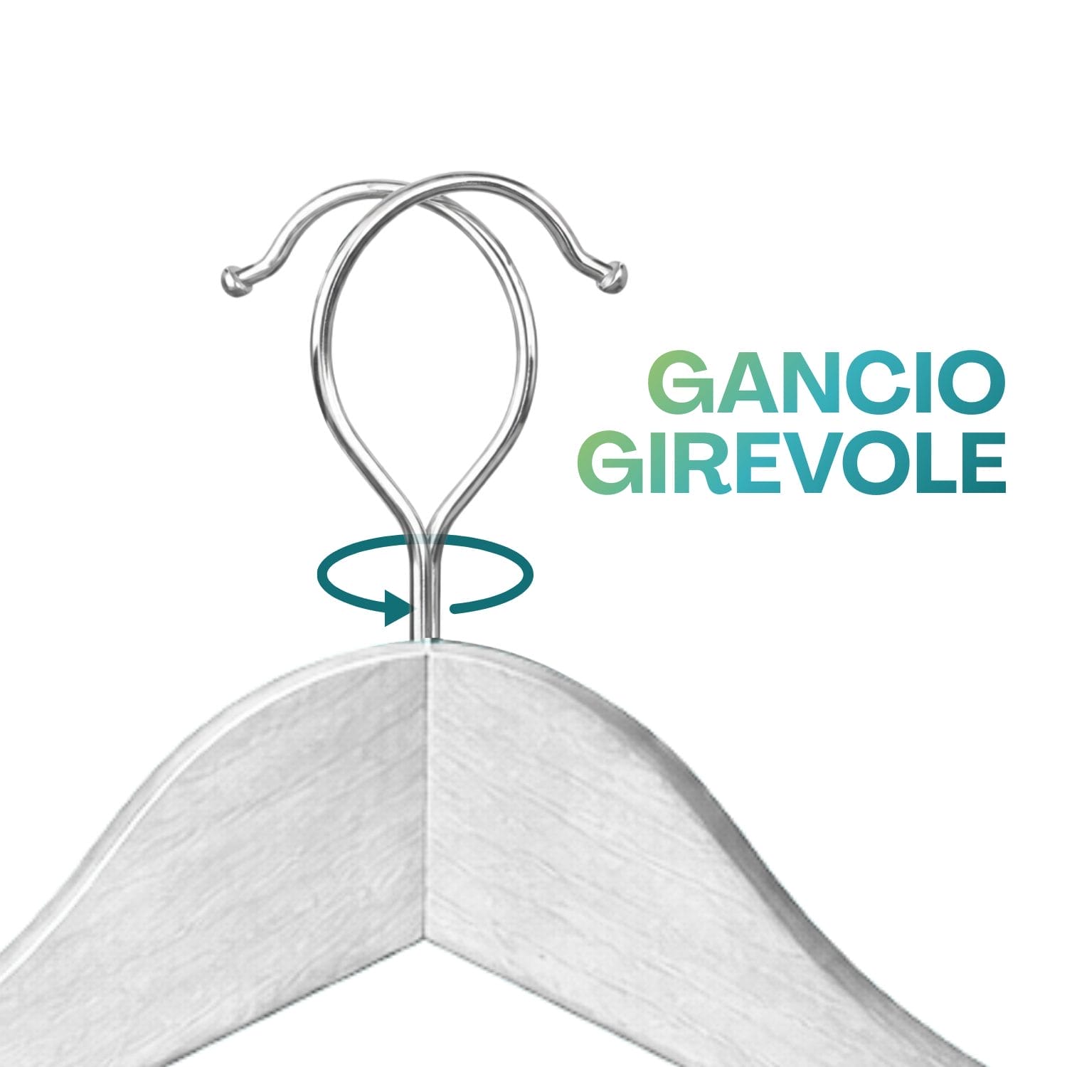 Grucce in legno con gancio girevole in metallo per armadio guardaroba