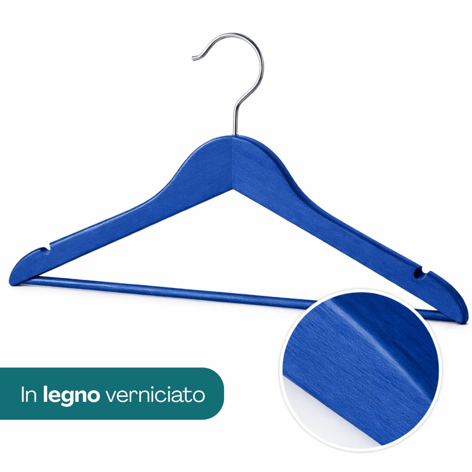 Grucce appendiabiti in legno verniciato blu resistenti per armadio