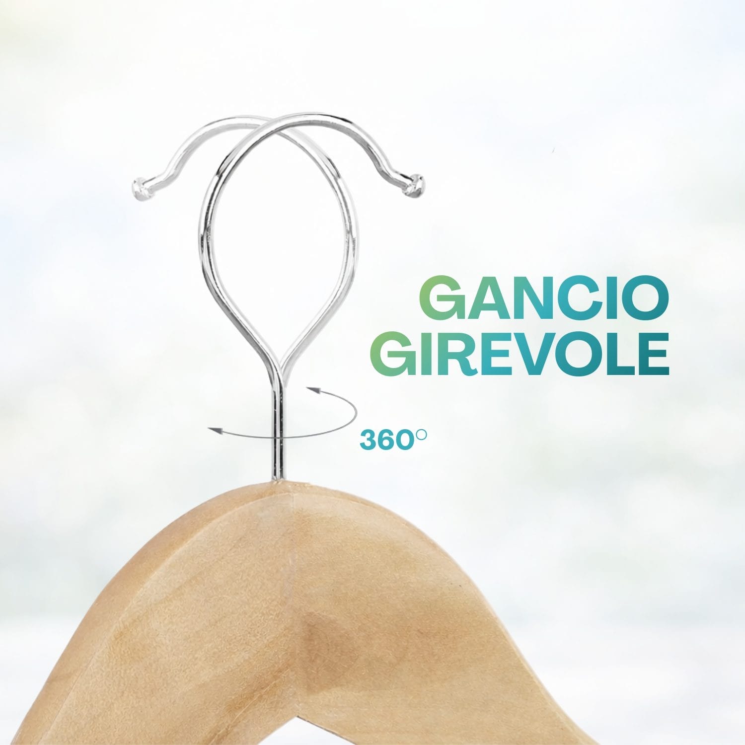 Grucce in legno con gancio girevole in metallo per armadio guardaroba
