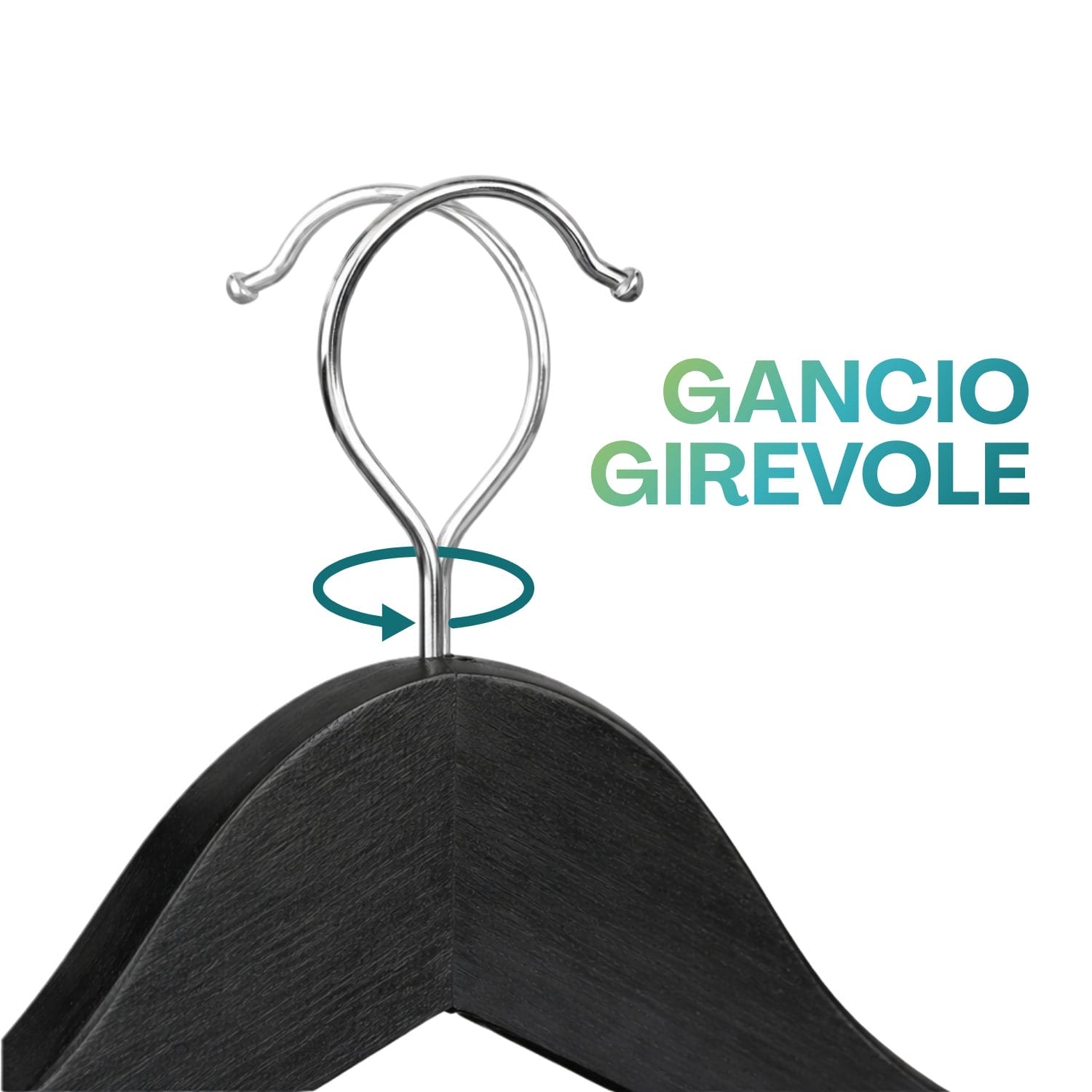 Grucce in legno con gancio girevole in metallo per armadio guardaroba