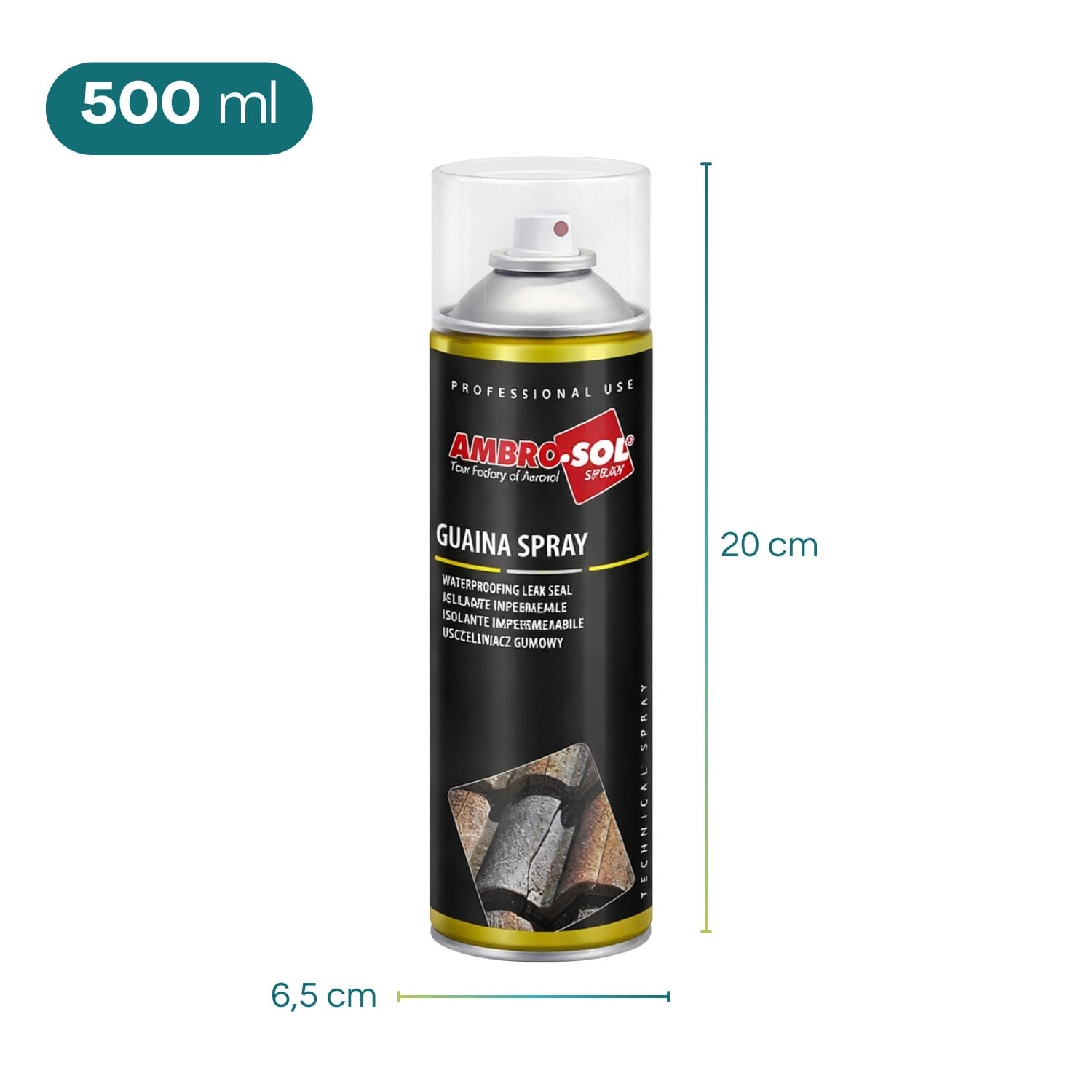 Guaina spray 500 ml AMBRO-SOL dimensioni 20 cm impermeabilizzante