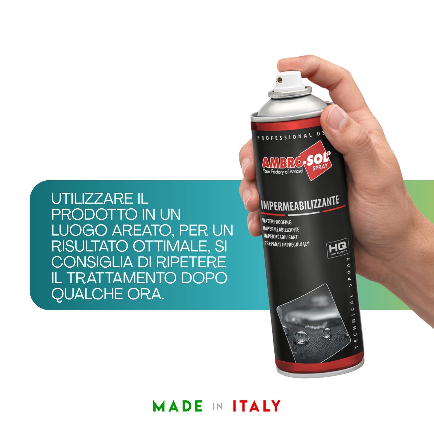Applicazione impermeabilizzante spray Ambro-Sol su superfici in ambiente areato
