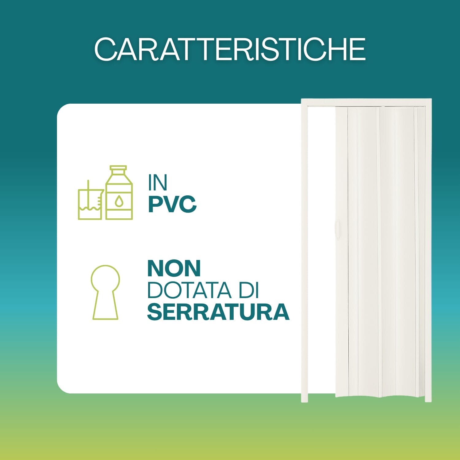 Porta a soffietto bianca dettaglio superficie liscia in ABS resistente e pratica