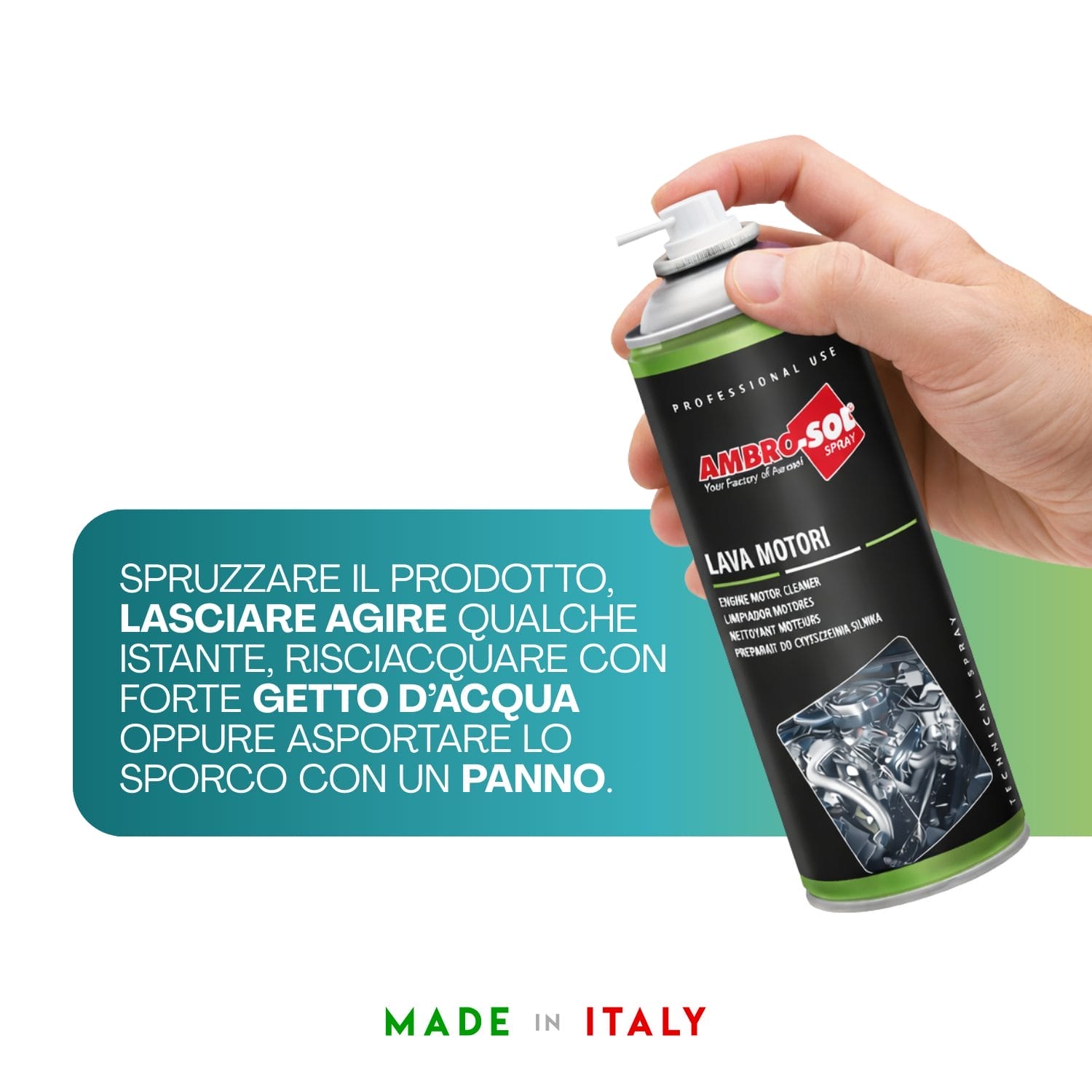 Lava motori Ambro-Sol spray istruzioni per pulizia e risciacquo parti meccaniche